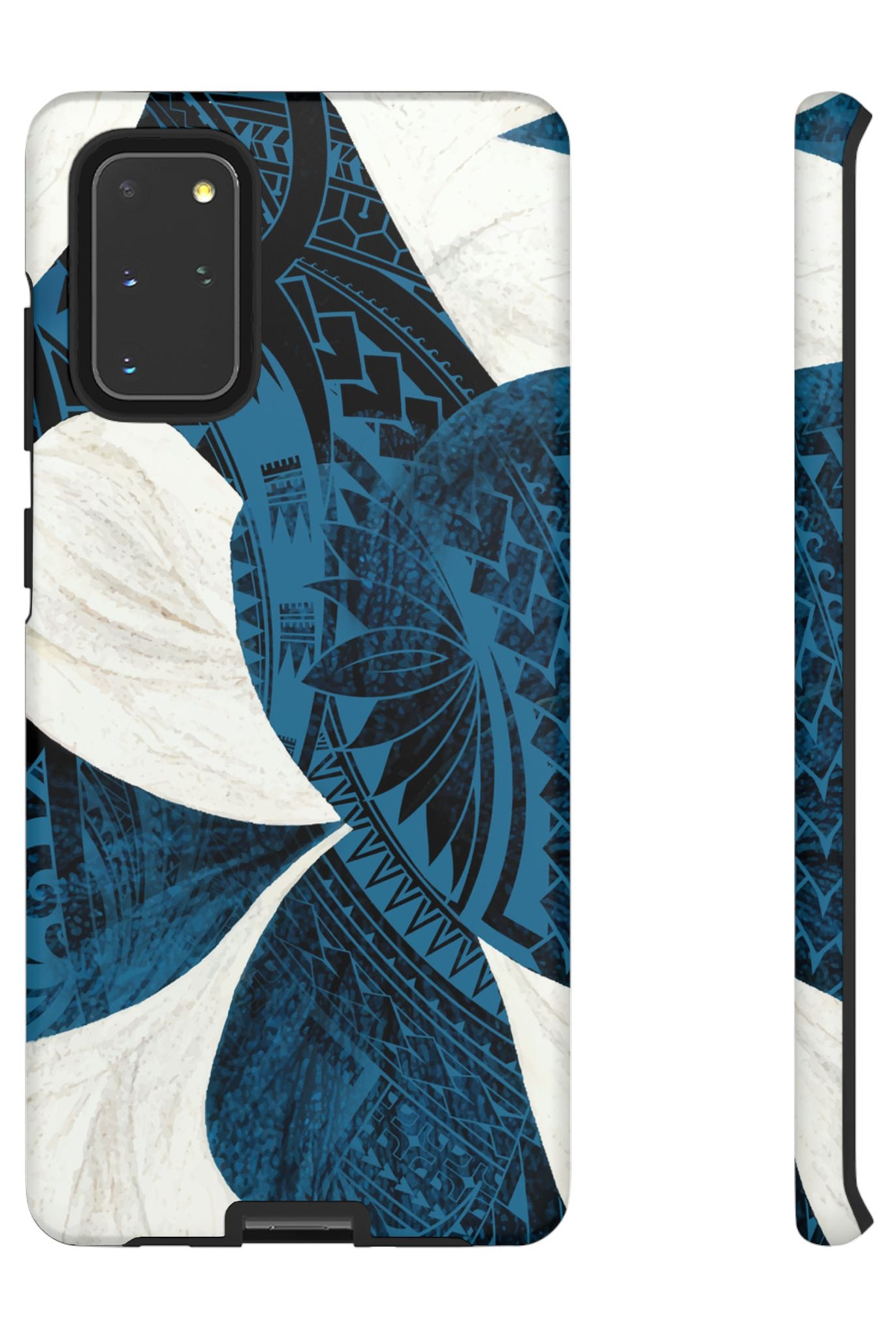 Hana Breeze Tough Samsung Galaxy Case Samsung Galaxy S20+ Matte - Hawaiian Blue Plumeria Polynesian Botanical Design - The Local Banyan