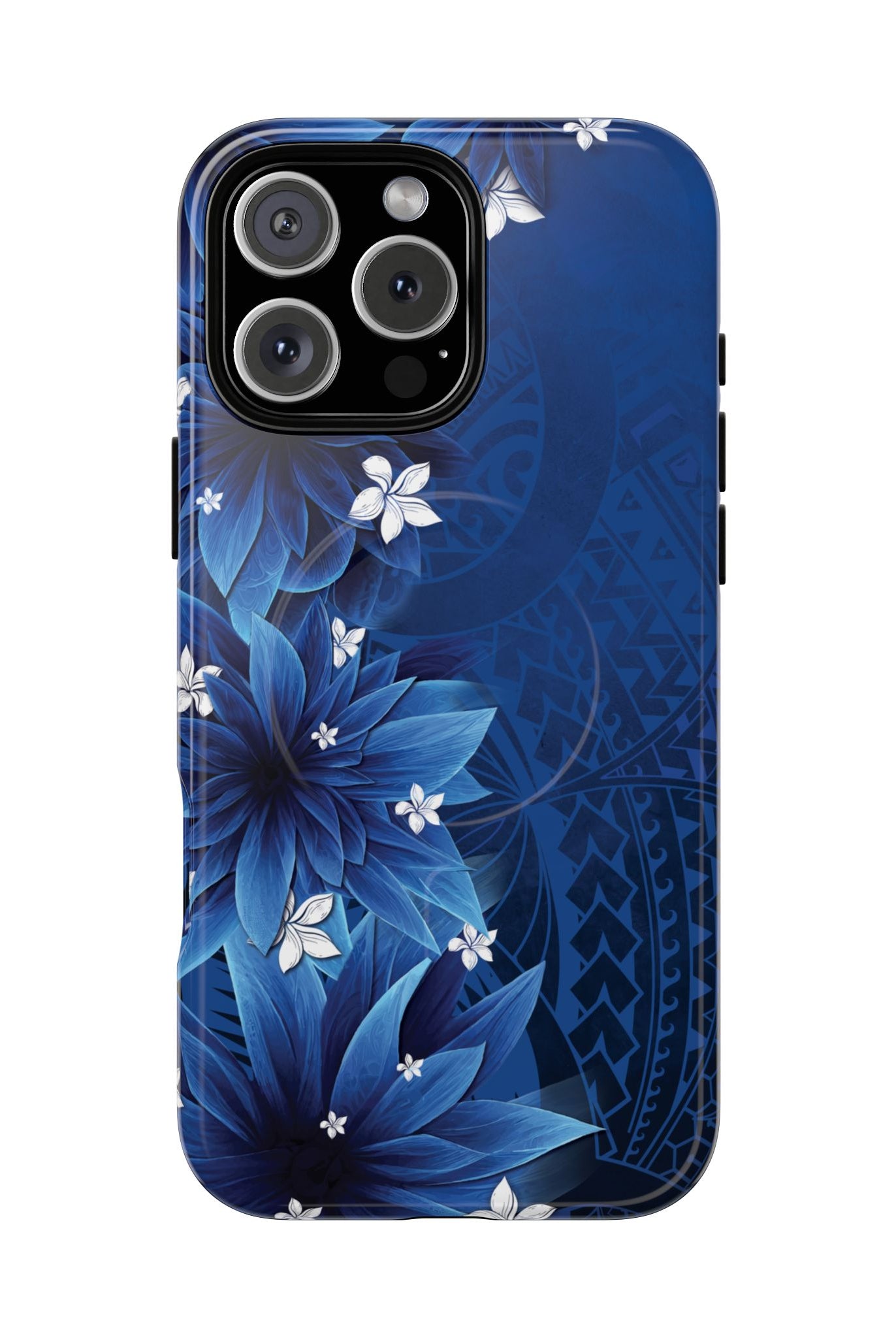 Hoku Pua MagSafe iPhone Case iPhone 16 Pro Max Glossy - Hawaiian Blue Star Flower Polynesian Design - The Local Banyan