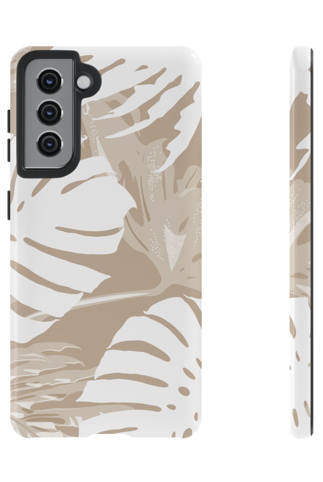 Exotic Monstera Tough Samsung Galaxy Case Samsung Galaxy S21 Glossy - Hawaiian Tropical Monstera Botanical Neutral Design - The Local Banyan