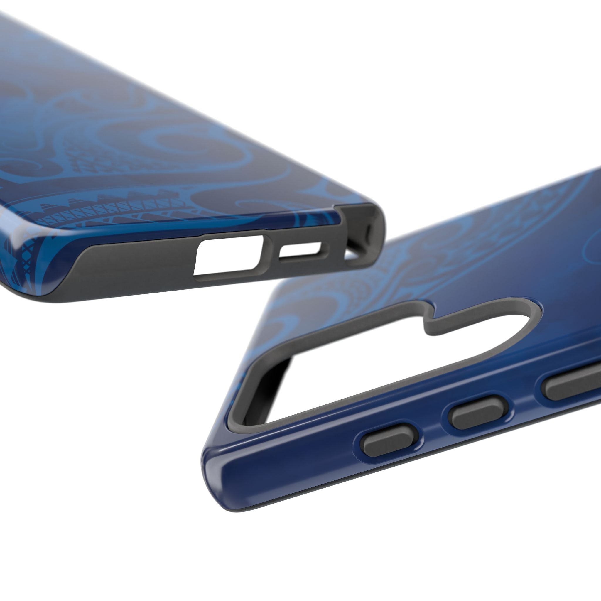 Woman holding Kai Legacy Tough Samsung Galaxy Case - Hawaiian Ocean Blue Polynesian Tribal Design - The Local Banyan