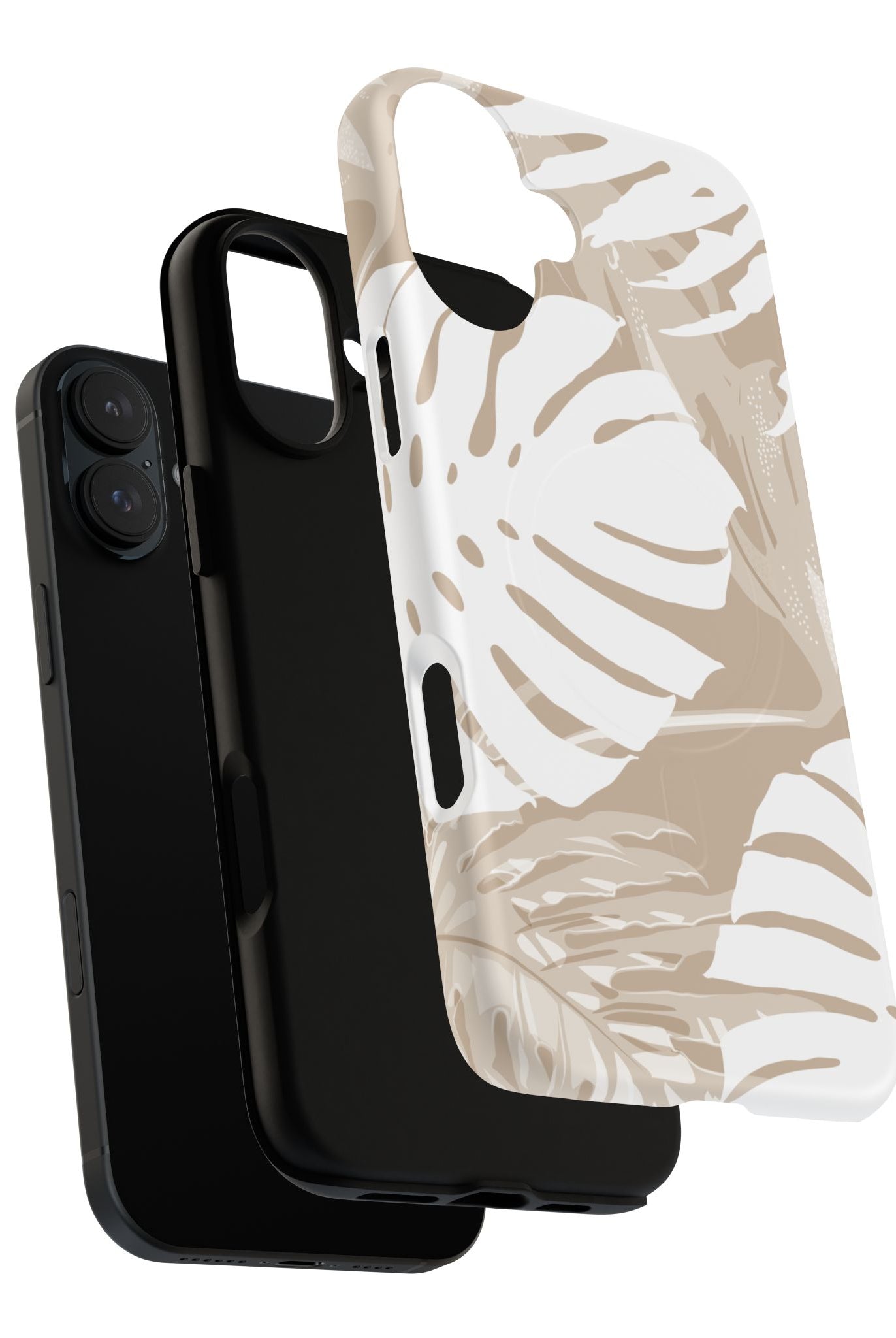 Woman holding Exotic Monstera MagSafe iPhone Case - Hawaiian Tropical Monstera Botanical Neutral Design - The Local Banyan