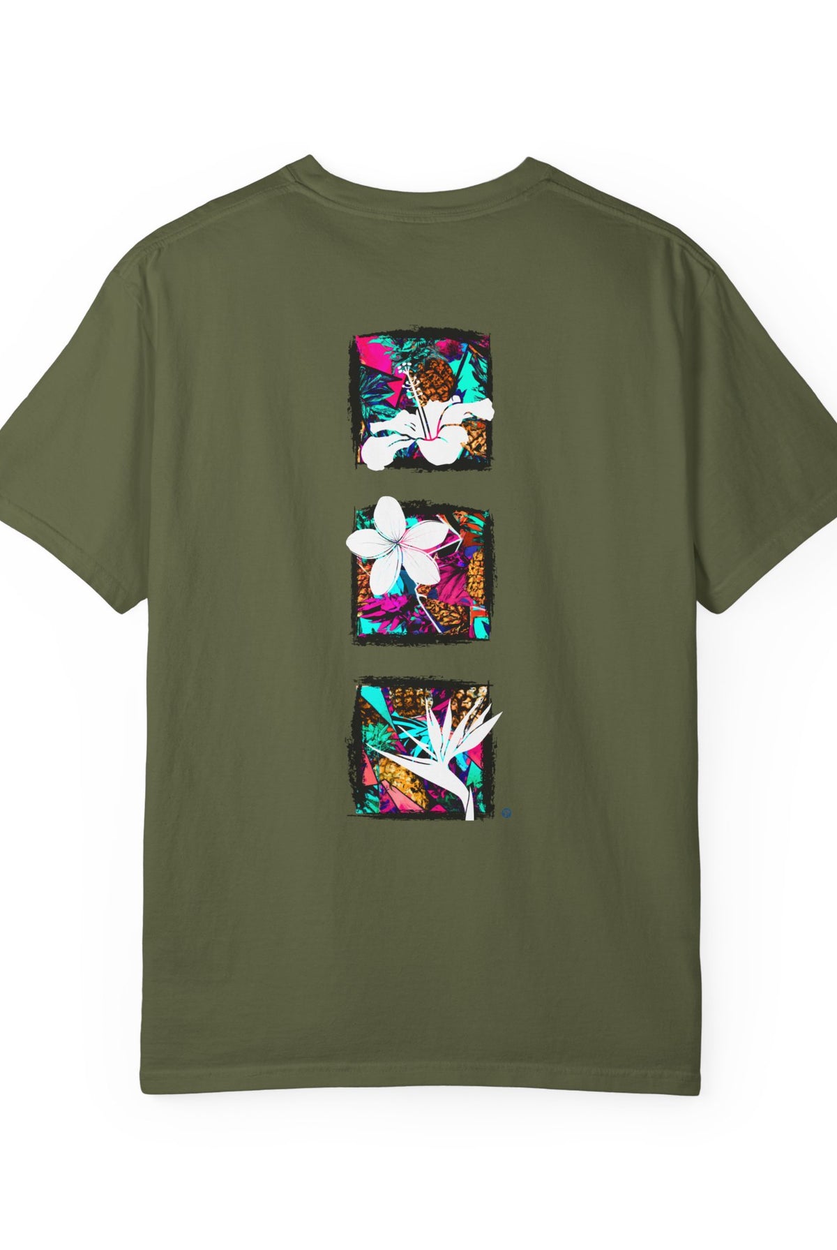 Pineapple Blossom Garment Dyed Tee Topaz Blue 4XL The Local Banyan