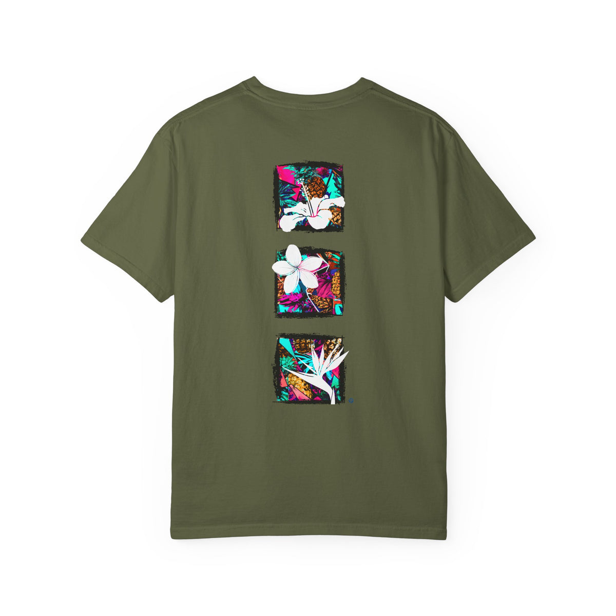Pineapple Blossom Garment Dyed Tee Topaz Blue 4XL The Local Banyan