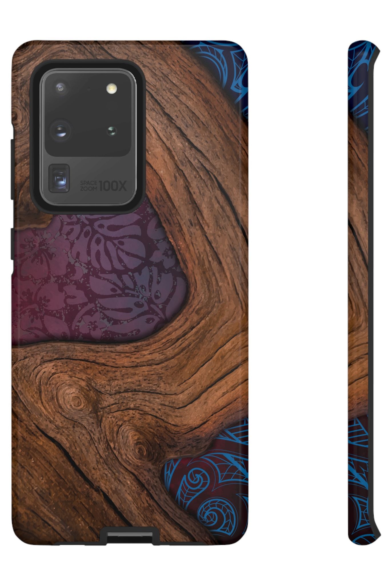 Rooted Tough Samsung Galaxy Case Samsung Galaxy S20 Ultra Glossy - Hawaiian Koa Wood Island Strength Tribal Design - The Local Banyan