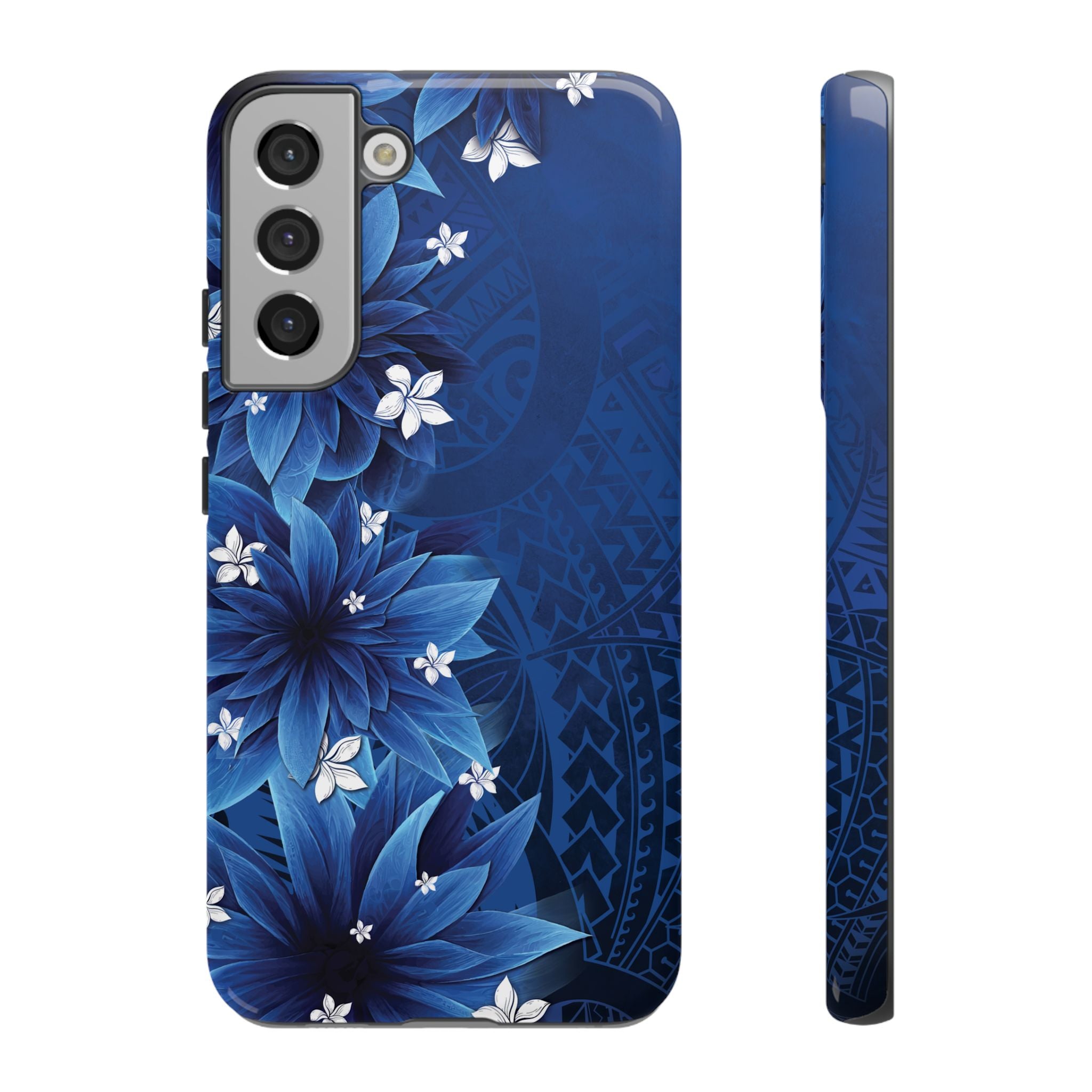 Hoku Pua Tough Samsung Galaxy Case Samsung Galaxy S22 Plus Glossy - Hawaiian Blue Star Flower Polynesian Design - The Local Banyan