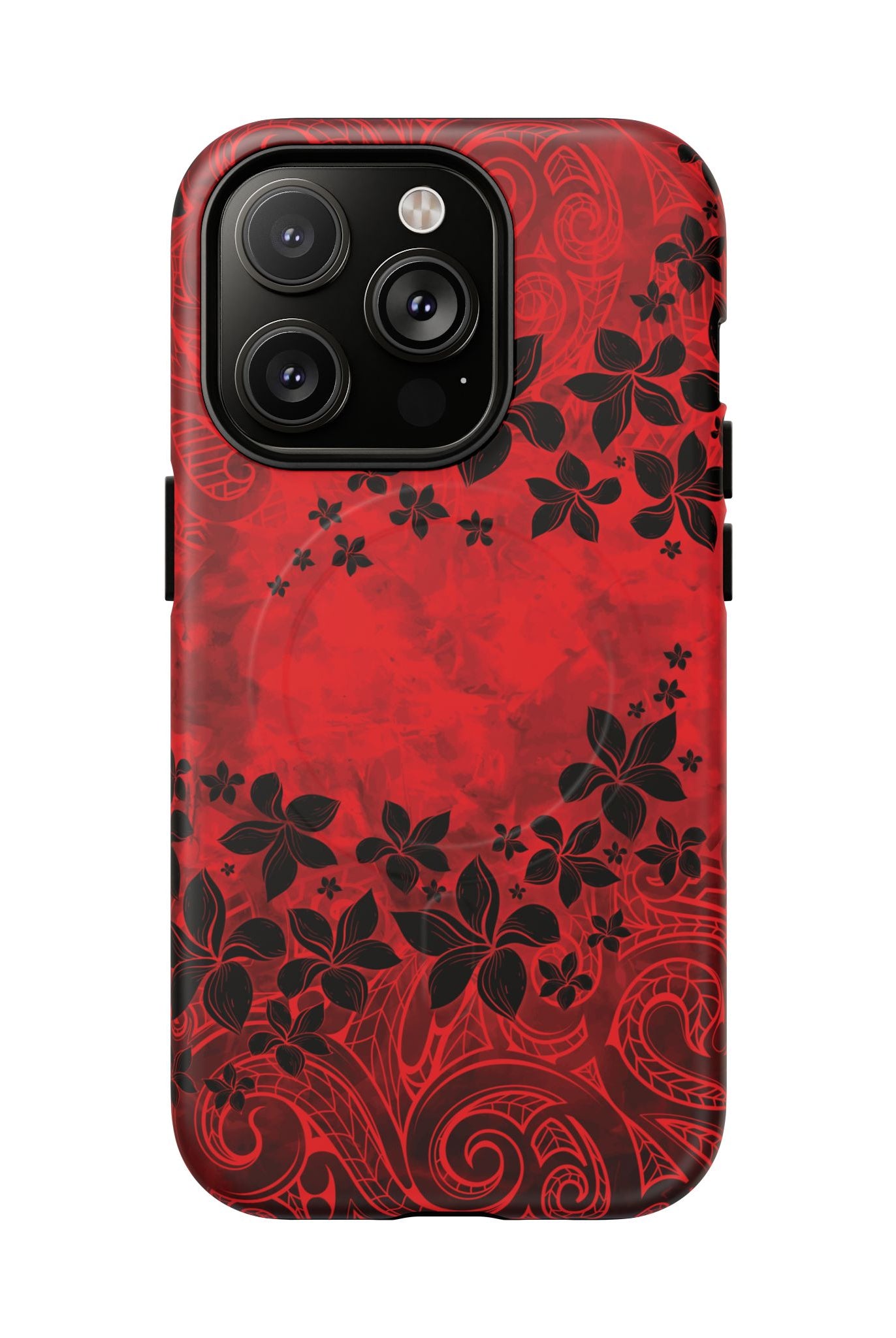 Keahi Pua MagSafe iPhone Case iPhone 14 Pro Matte - Hawaiian Fire Flower Red Tribal Floral Design - The Local Banyan