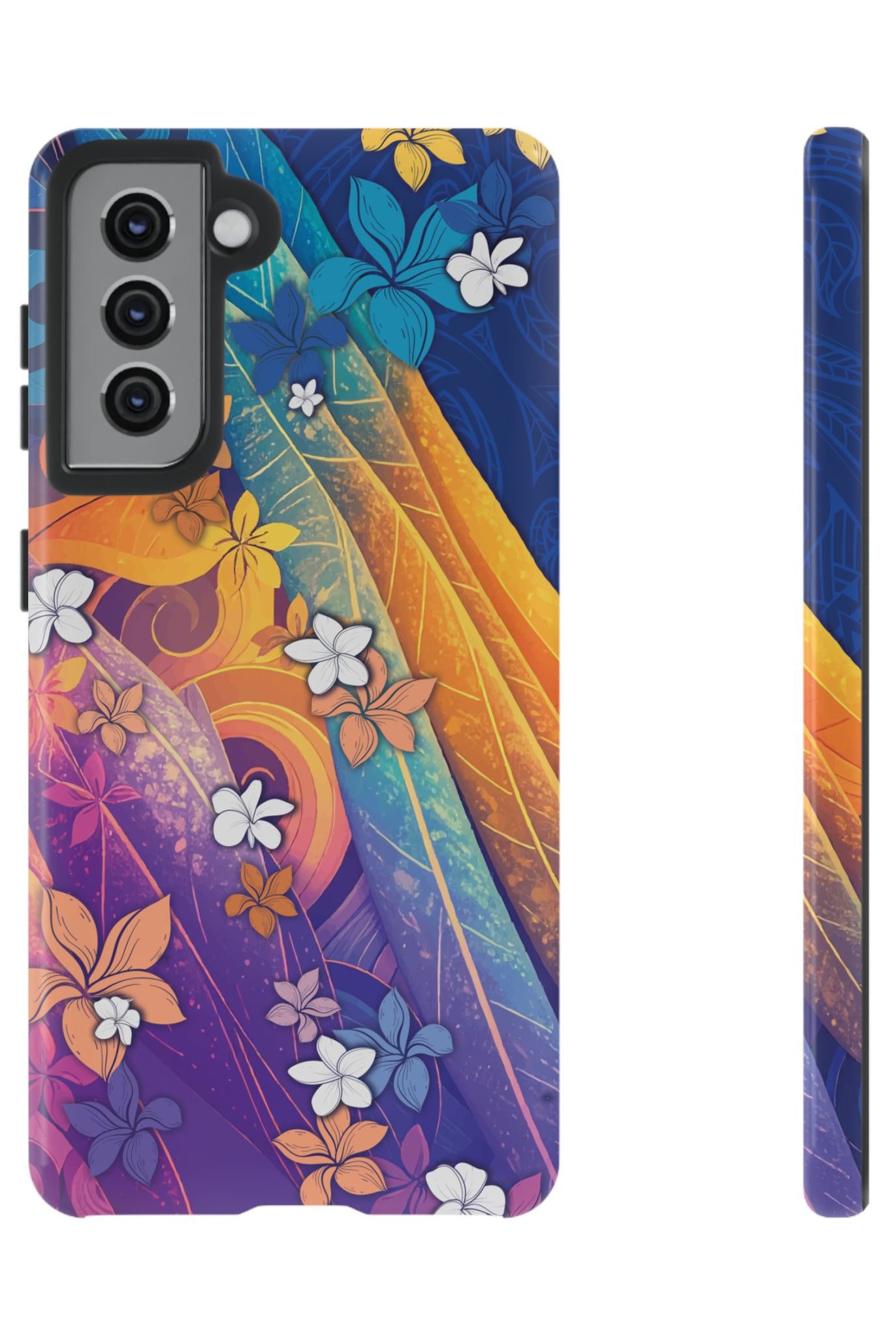 Mauna Sunrise Tough Samsung Galaxy Case Samsung Galaxy S21 Glossy - Hawaiian Colorful Sunrise Plumeria Design - The Local Banyan
