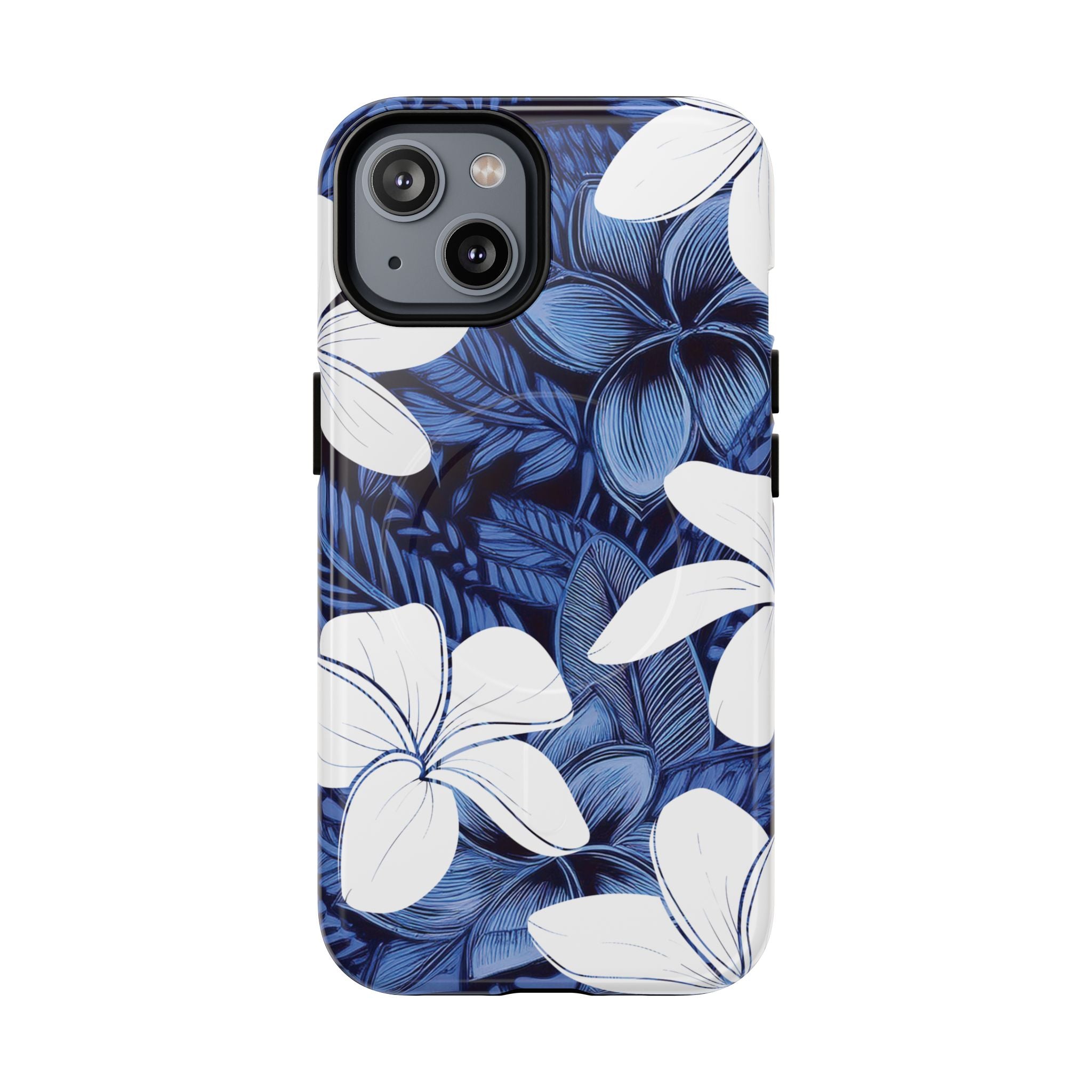Eternal Blue Plumeria Magnetic Case for iPhone Phone Case The Local Banyan iPhone 14 Glossy