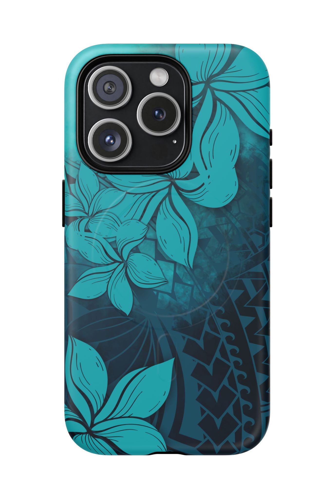 Moana Bloom MagSafe iPhone Case iPhone 15 Pro Matte - Hawaiian Teal Plumeria Ocean Tribal Design - The Local Banyan