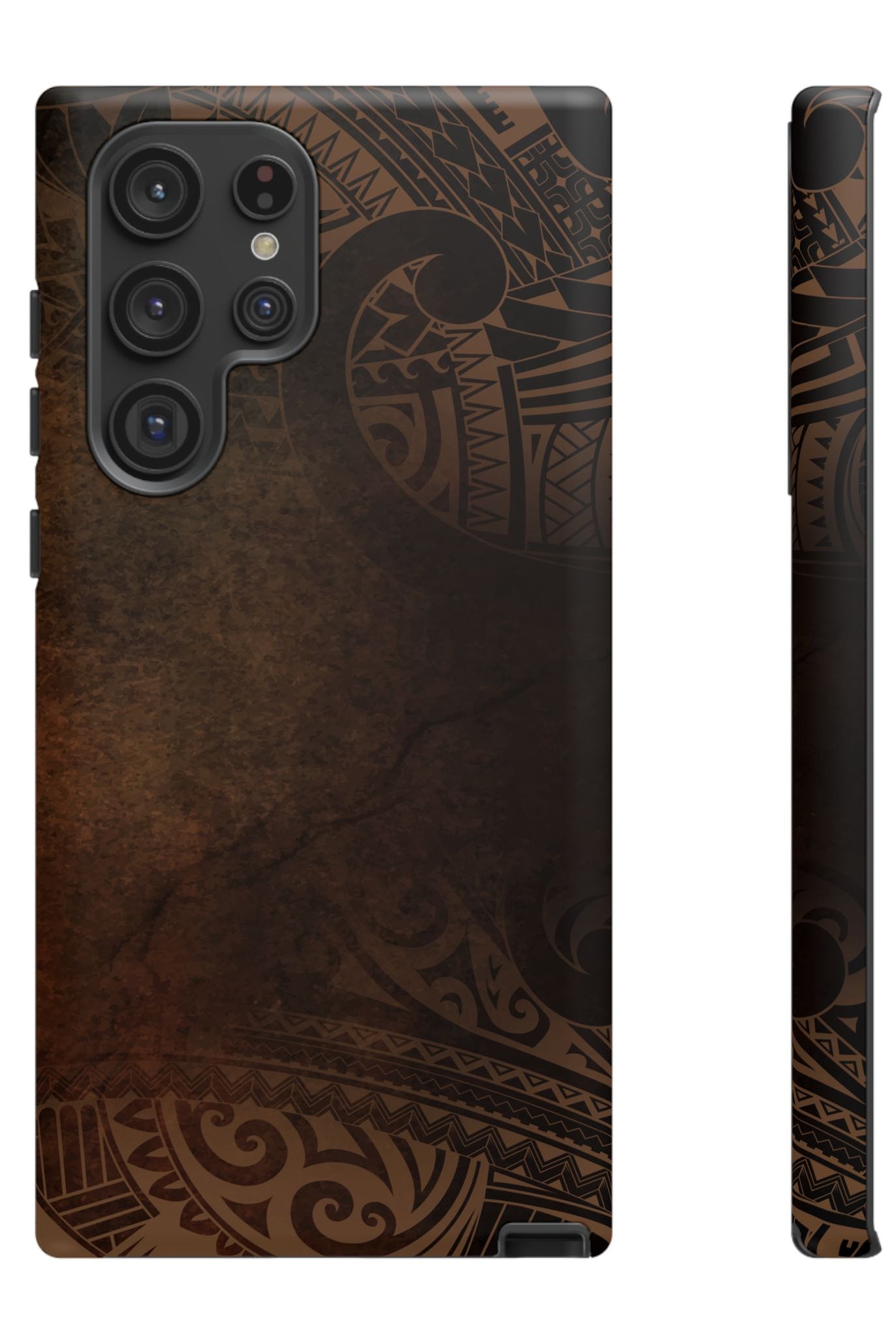 Woman holding Aloha Aina Tough Samsung Galaxy Case - Hawaiian Earth Tone Polynesian Tribal Design - The Local Banyan