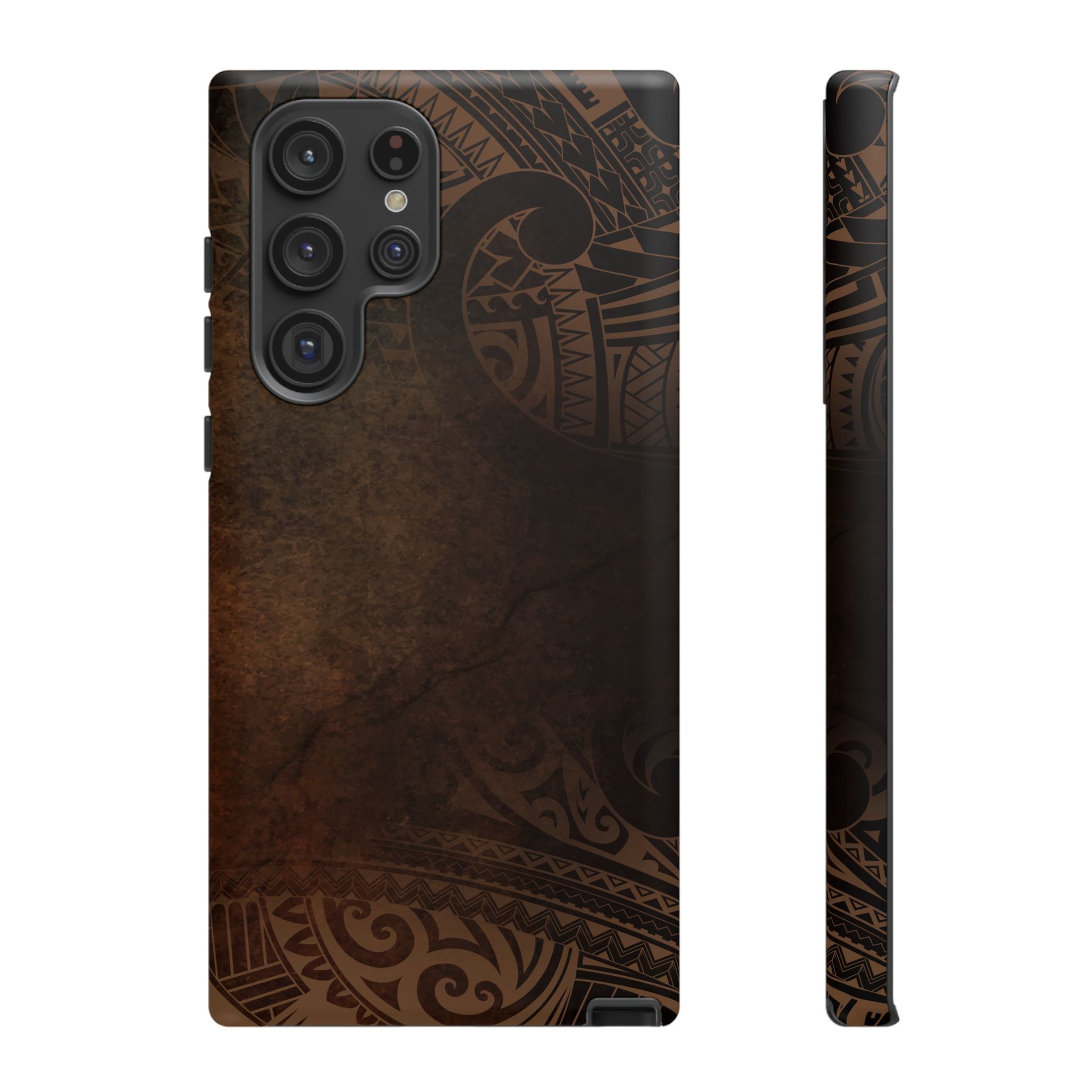 Woman holding Aloha Aina Tough Samsung Galaxy Case - Hawaiian Earth Tone Polynesian Tribal Design - The Local Banyan
