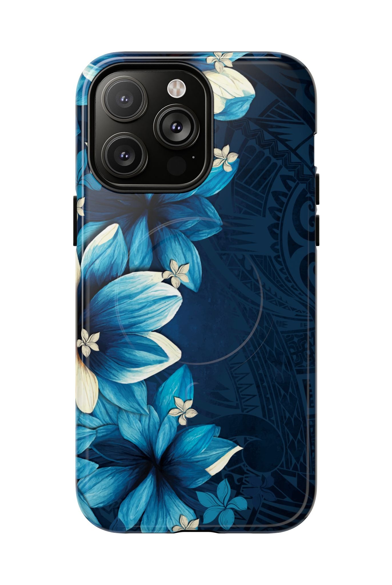 Leilani Nights MagSafe iPhone Case iPhone 14 Pro Max Glossy - Hawaiian Dark Blue Floral Polynesian Design - The Local Banyan