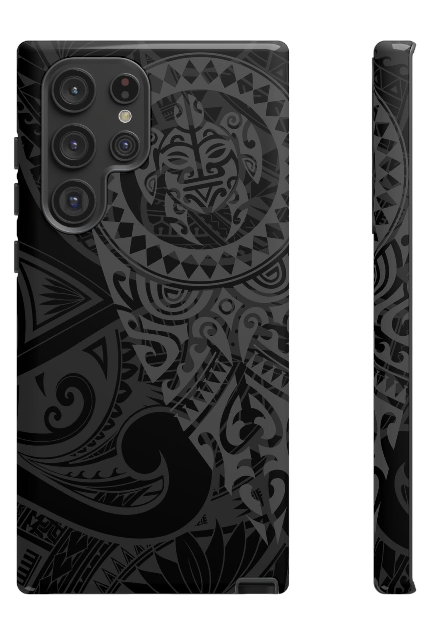 Tribal Guardian Tough Samsung Galaxy Case Samsung Galaxy S22 Ultra Glossy - Hawaiian Black on Black Polynesian Tribal Design - The Local Banyan