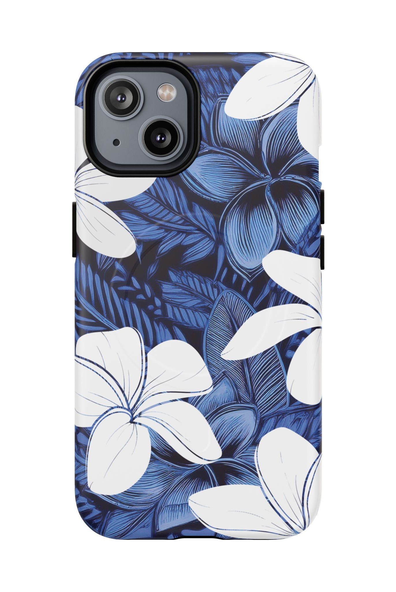 Eternal Blue Plumeria MagSafe iPhone Case iPhone 14 Matte - Hawaiian Blue Plumeria Ocean Floral Design - The Local Banyan