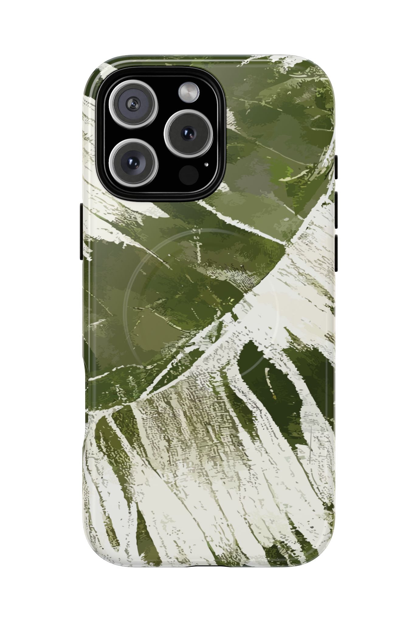 Island Breeze MagSafe iPhone Case iPhone 16 Pro Max Glossy - Hawaiian Palm Leaf Olive Green Botanical Design - The Local Banyan