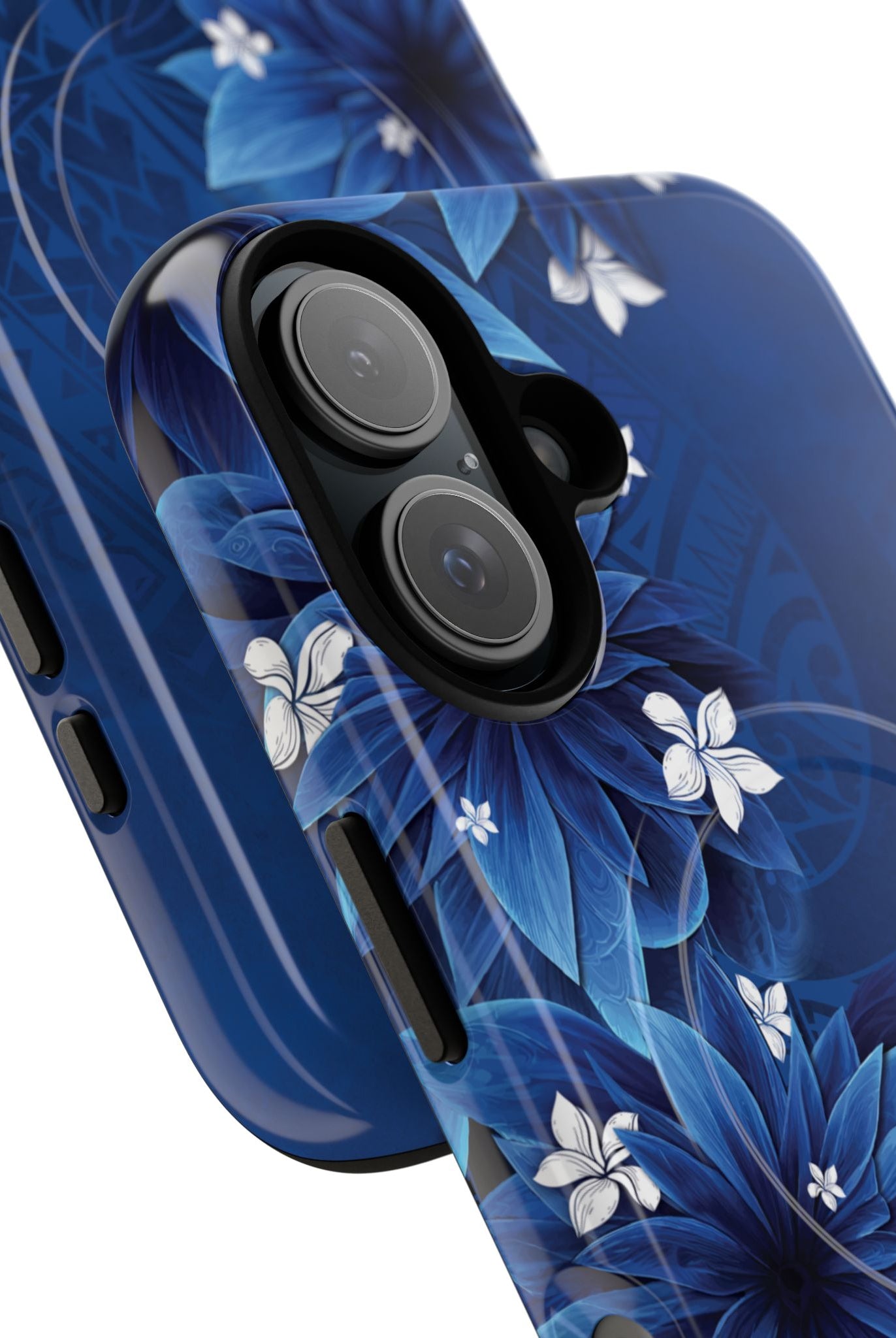 Woman holding Hoku Pua MagSafe iPhone Case - Hawaiian Blue Star Flower Polynesian Design - The Local Banyan