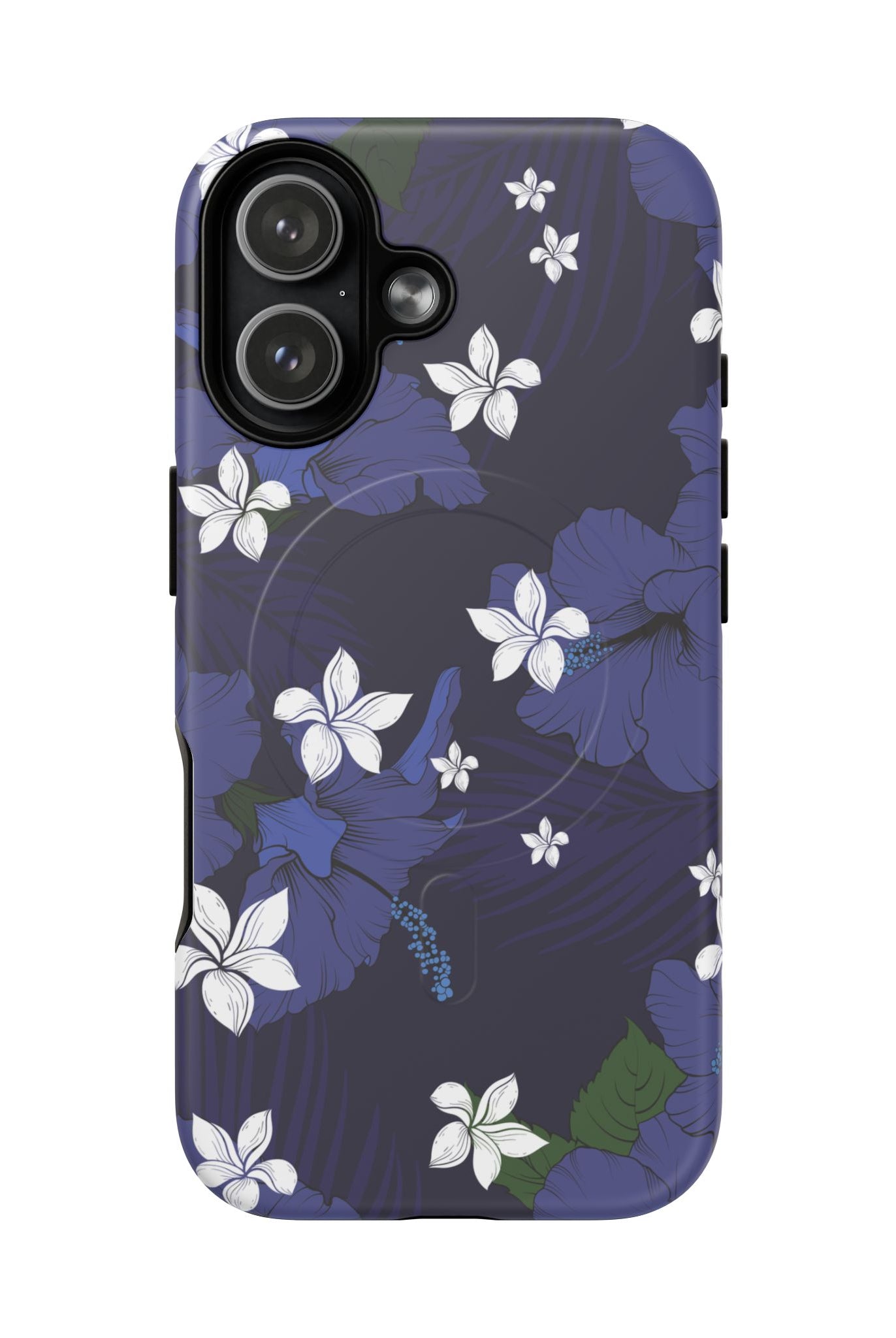 Vintage Blue MagSafe iPhone Case Side View - Dual Layer Drop Protection Hawaiian Phone Case - The Local Banyan