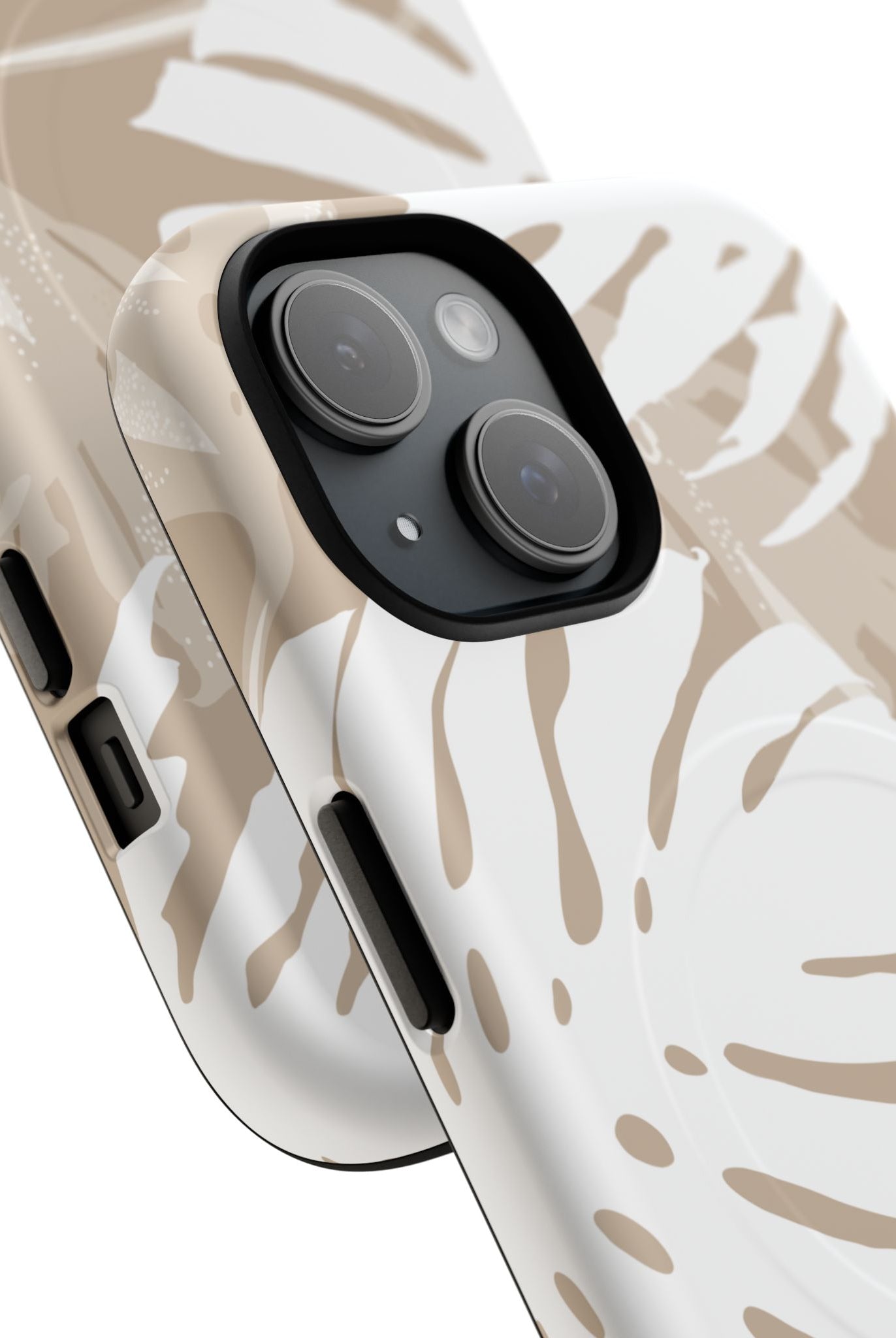 Woman holding Exotic Monstera MagSafe iPhone Case - Hawaiian Tropical Monstera Botanical Neutral Design - The Local Banyan
