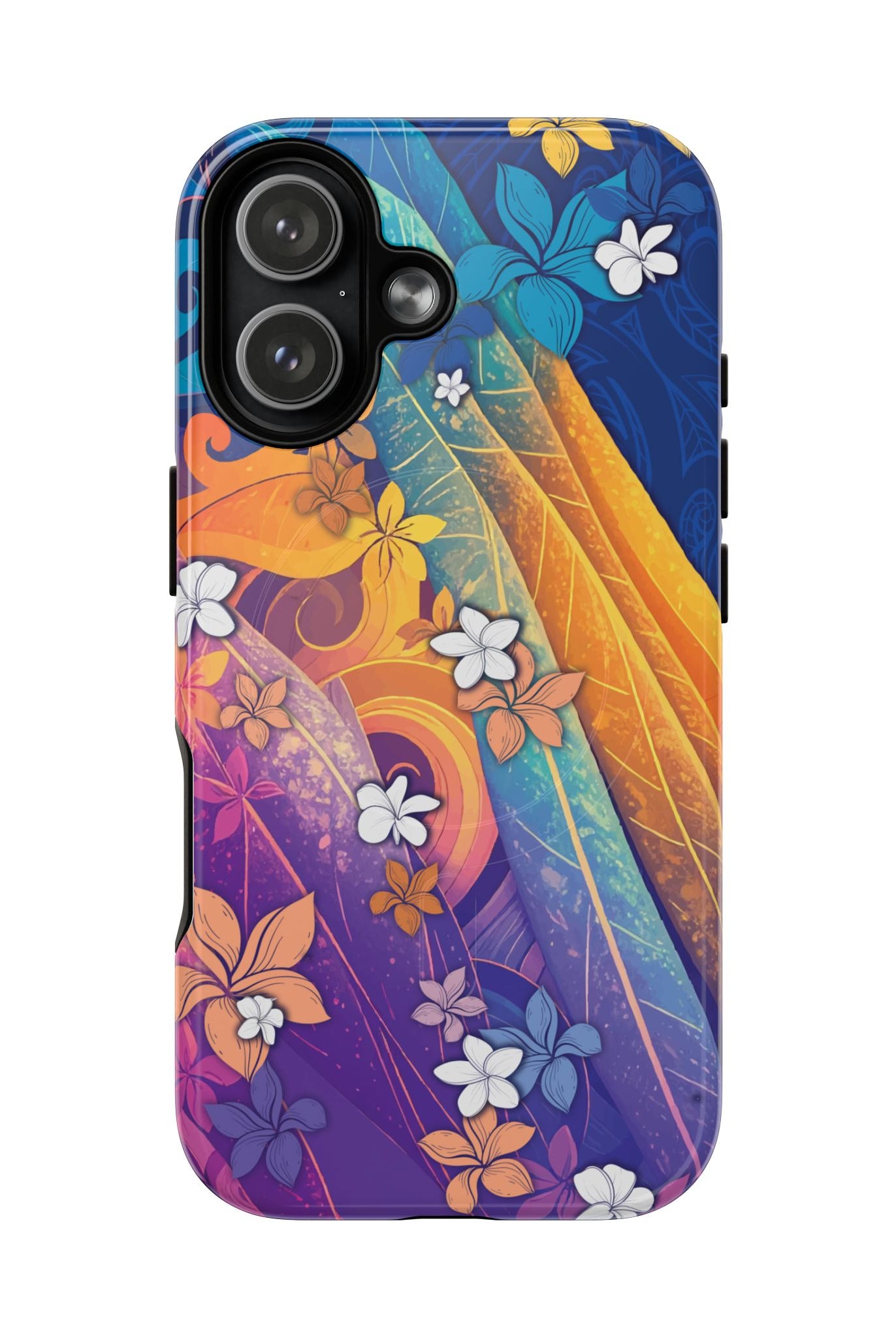 Mauna Sunrise MagSafe iPhone Case iPhone 17 Glossy - Hawaiian Colorful Sunrise Plumeria Design - The Local Banyan