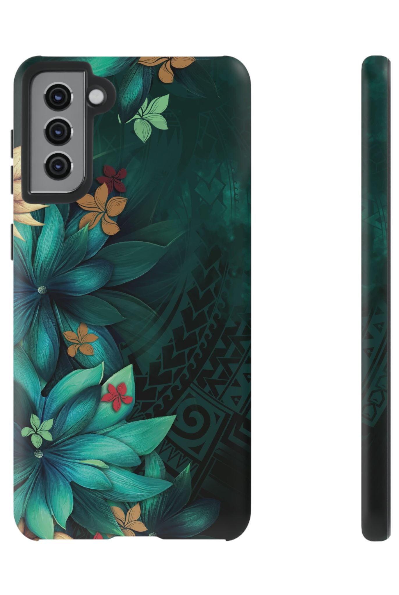Aloha Whispers Tough Samsung Galaxy Case Samsung Galaxy S21 Plus Matte - Hawaiian Abstract Green Floral Polynesian Design - The Local Banyan