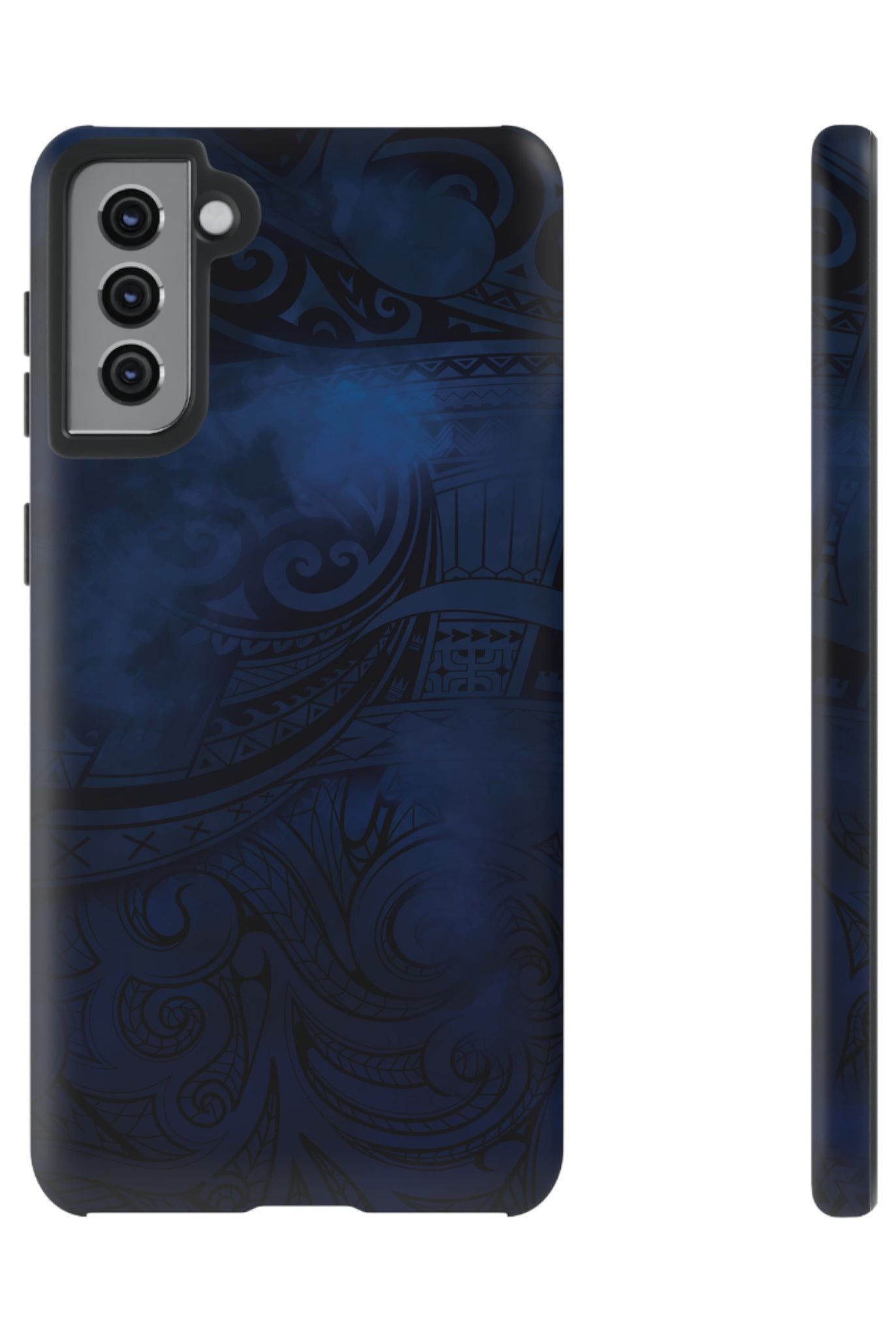 Midnight Essence Tough Samsung Galaxy Case Samsung Galaxy S21 Plus Matte - Hawaiian Midnight Navy Polynesian Tribal Design - The Local Banyan