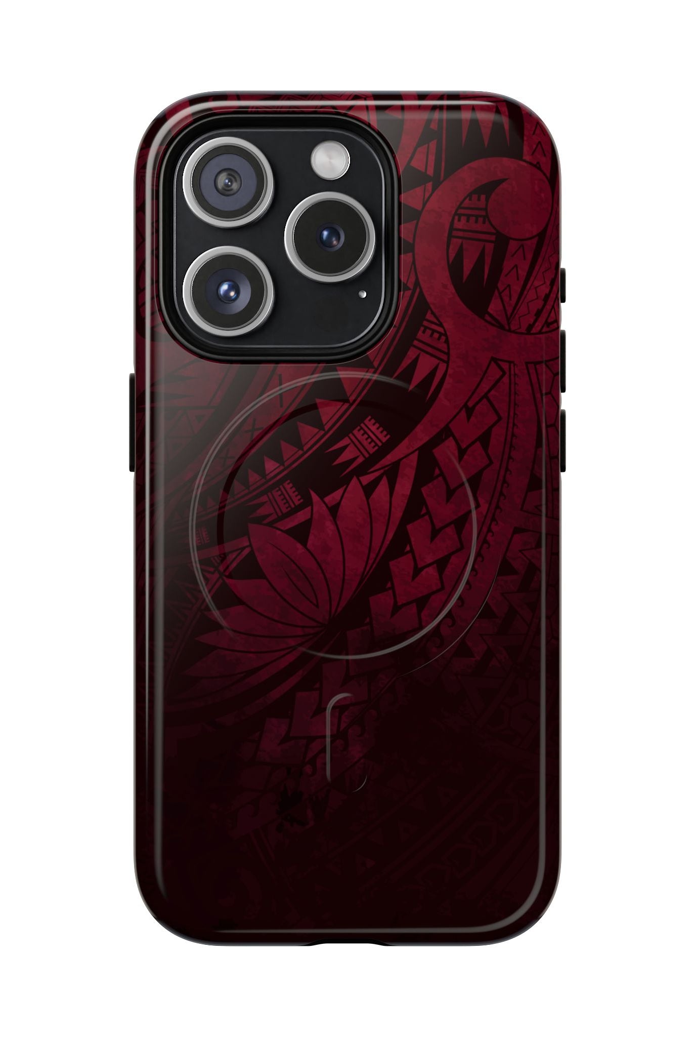 Eternal Ember MagSafe iPhone Case iPhone 15 Pro Glossy - Hawaiian Red Tribal Polynesian Design - The Local Banyan