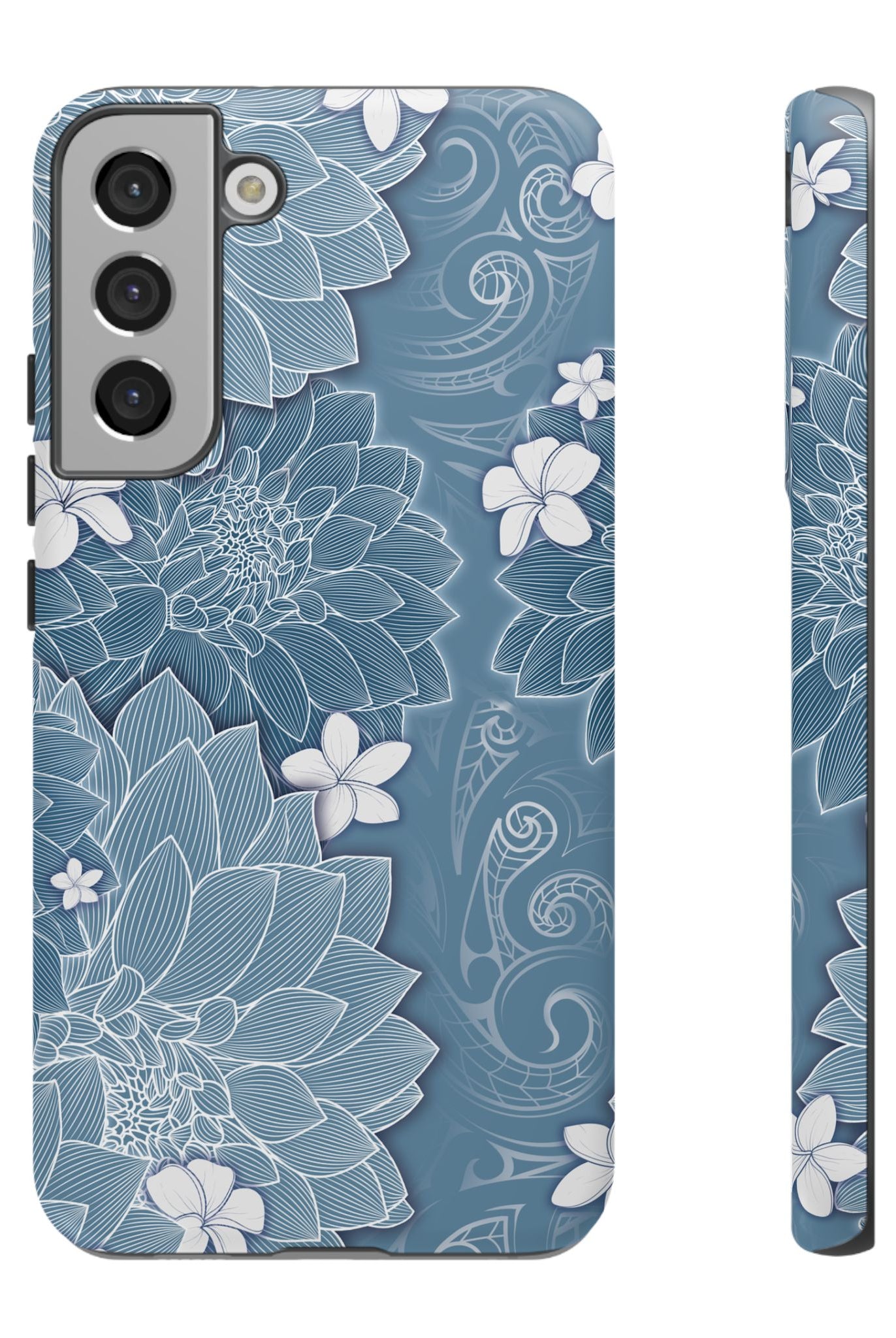 Pua La Tough Samsung Galaxy Case Samsung Galaxy S22 Plus Matte - Hawaiian Golden Hibiscus Sun Flower Sapphire Design - The Local Banyan