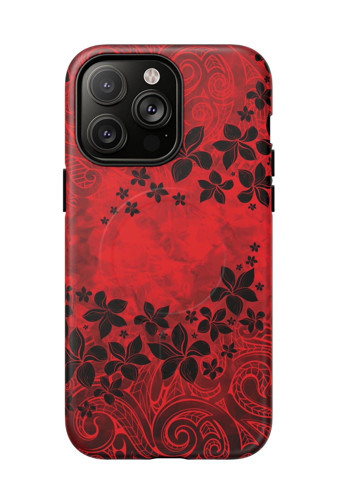 Keahi Pua MagSafe iPhone Case iPhone 14 Pro Max Matte - Hawaiian Fire Flower Red Tribal Floral Design - The Local Banyan