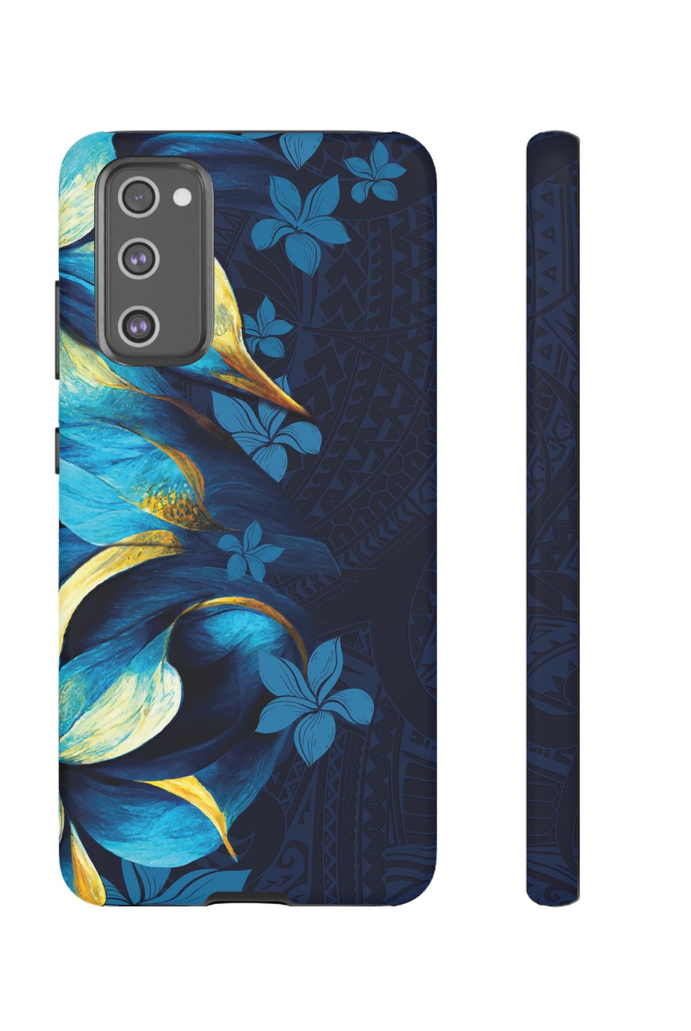 Po Mahina Tough Samsung Galaxy Case Samsung Galaxy S20 FE Matte - Hawaiian Moonlit Teal Gold Floral Design - The Local Banyan