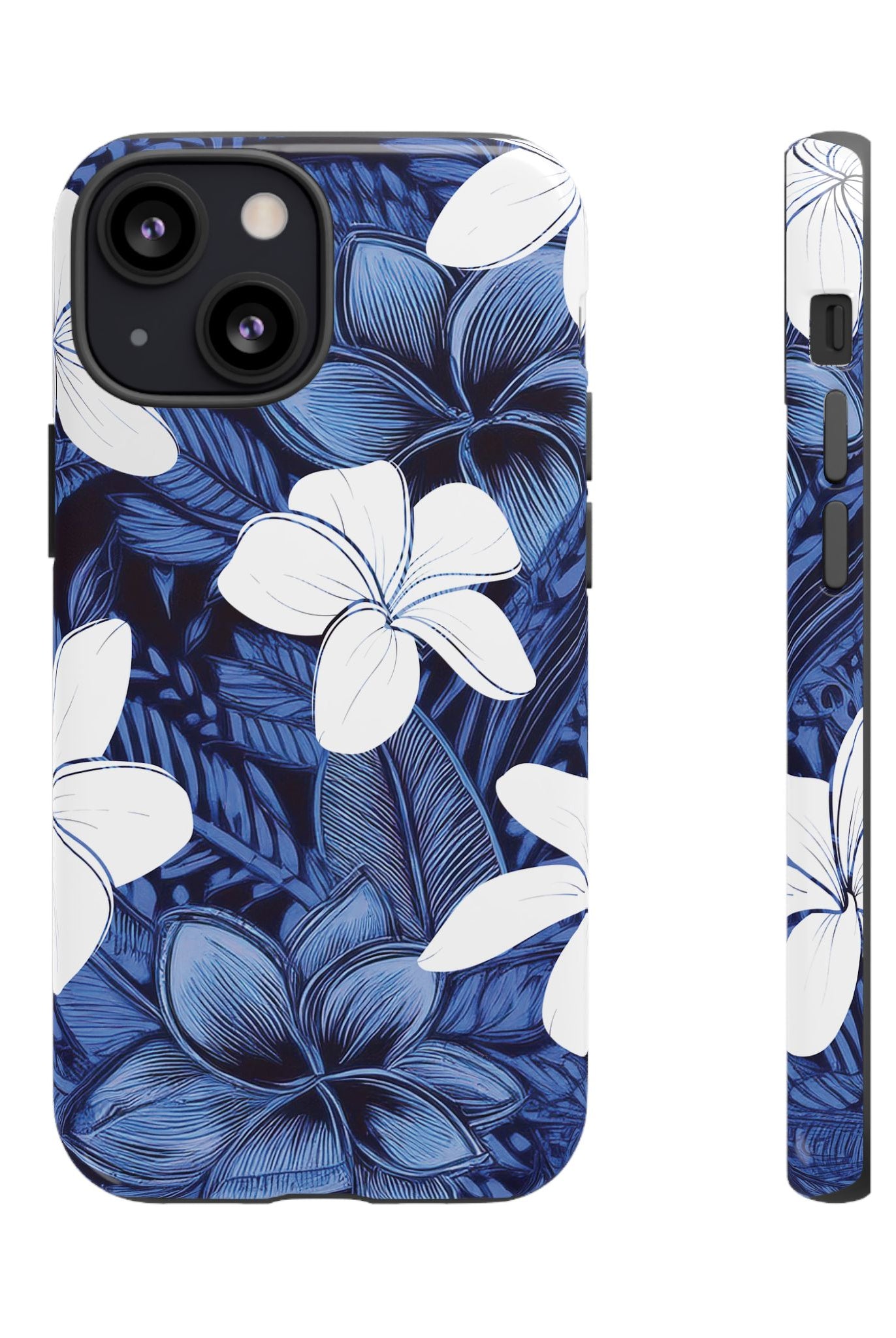 Eternal Blue Plumeria Tough Case for iPhone Phone Case The Local Banyan iPhone 13 Mini Glossy