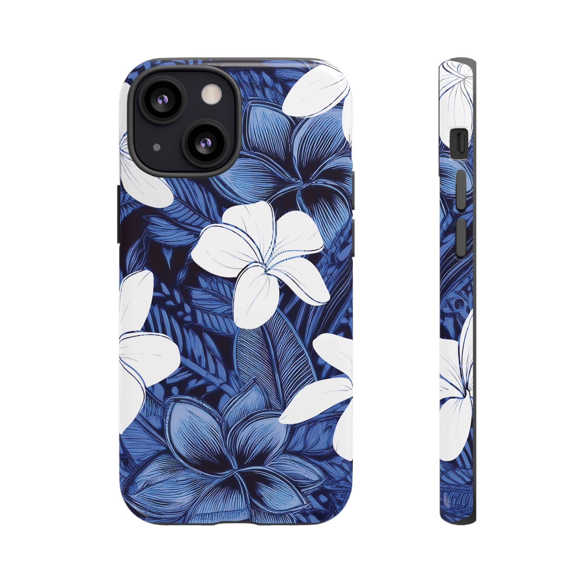 Eternal Blue Plumeria Tough Case for iPhone Phone Case The Local Banyan iPhone 13 Mini Glossy