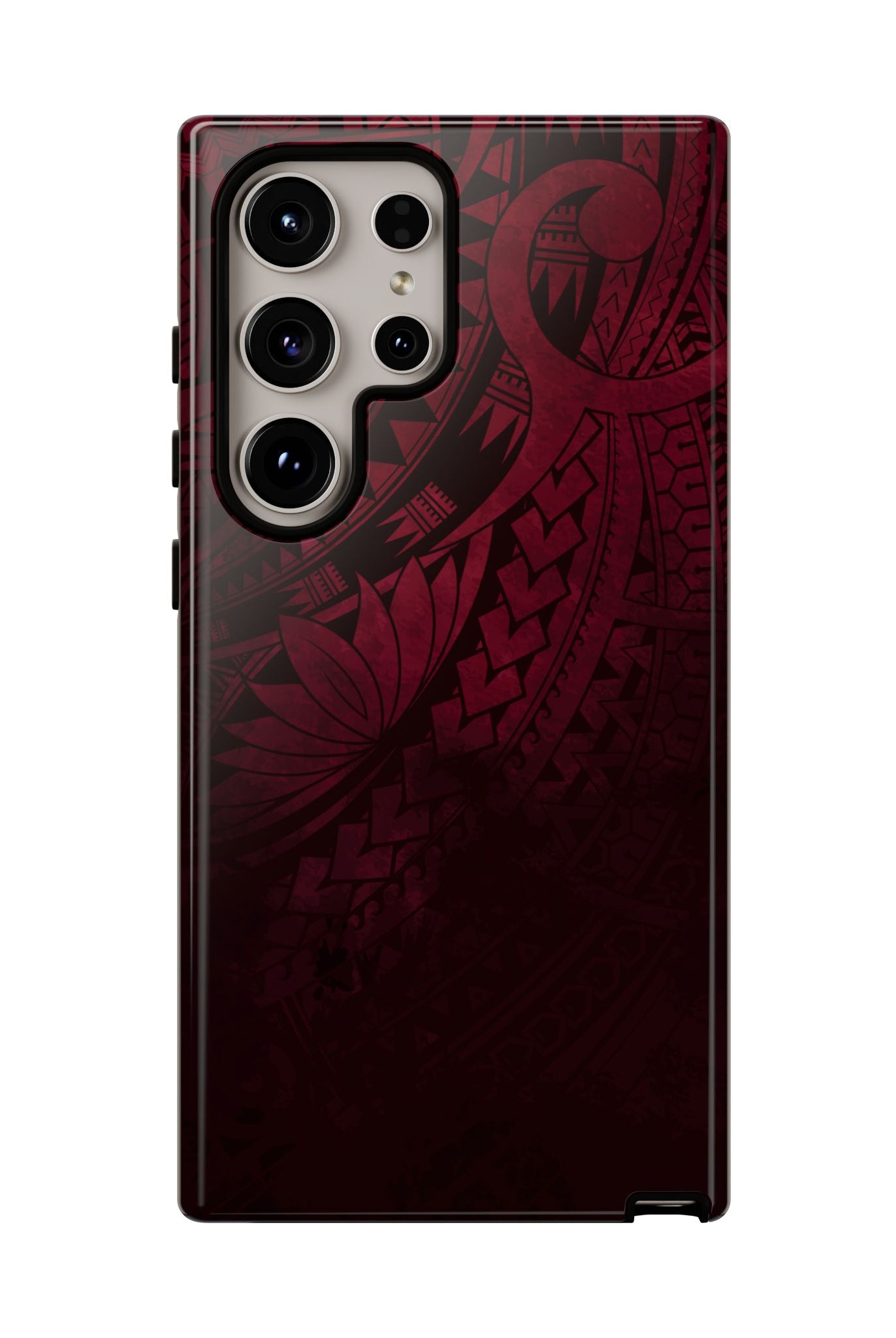 Eternal Ember Tough Samsung Galaxy Case Detail View - Hawaiian Red Tribal Polynesian Design Close Up - The Local Banyan