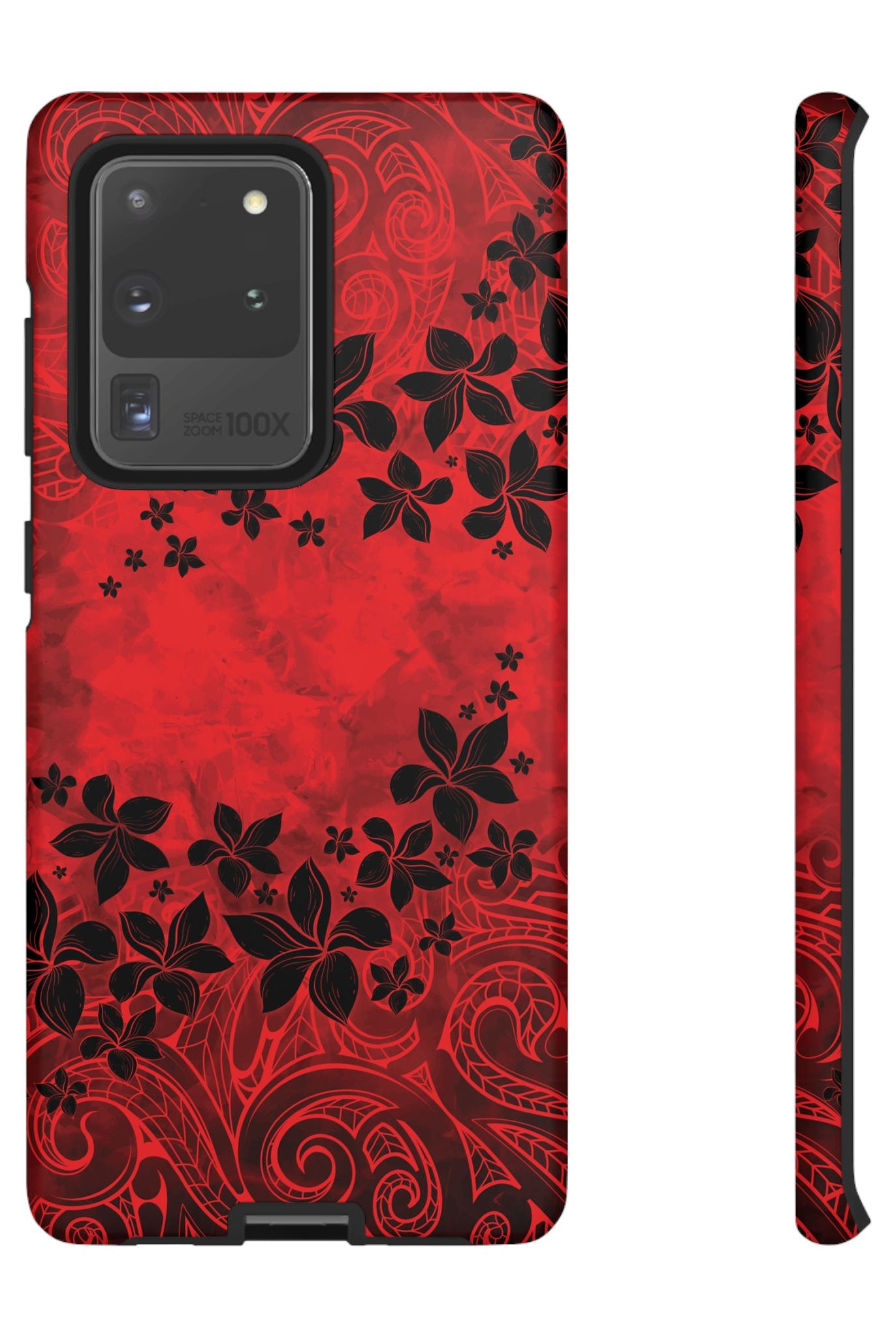 Keahi Pua Tough Samsung Galaxy Case Samsung Galaxy S20 Ultra Matte - Hawaiian Fire Flower Red Tribal Floral Design - The Local Banyan