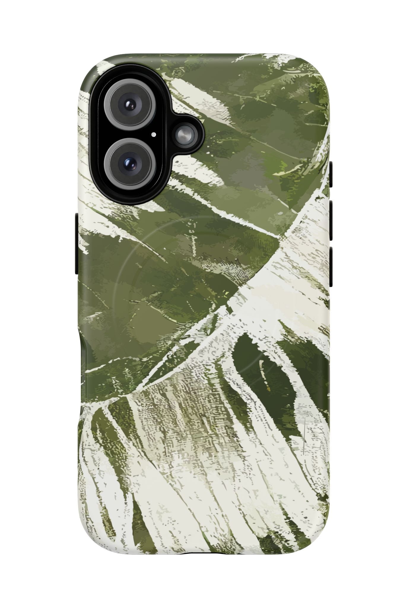 Island Breeze MagSafe iPhone Case iPhone 16 Matte - Hawaiian Palm Leaf Olive Green Botanical Design - The Local Banyan