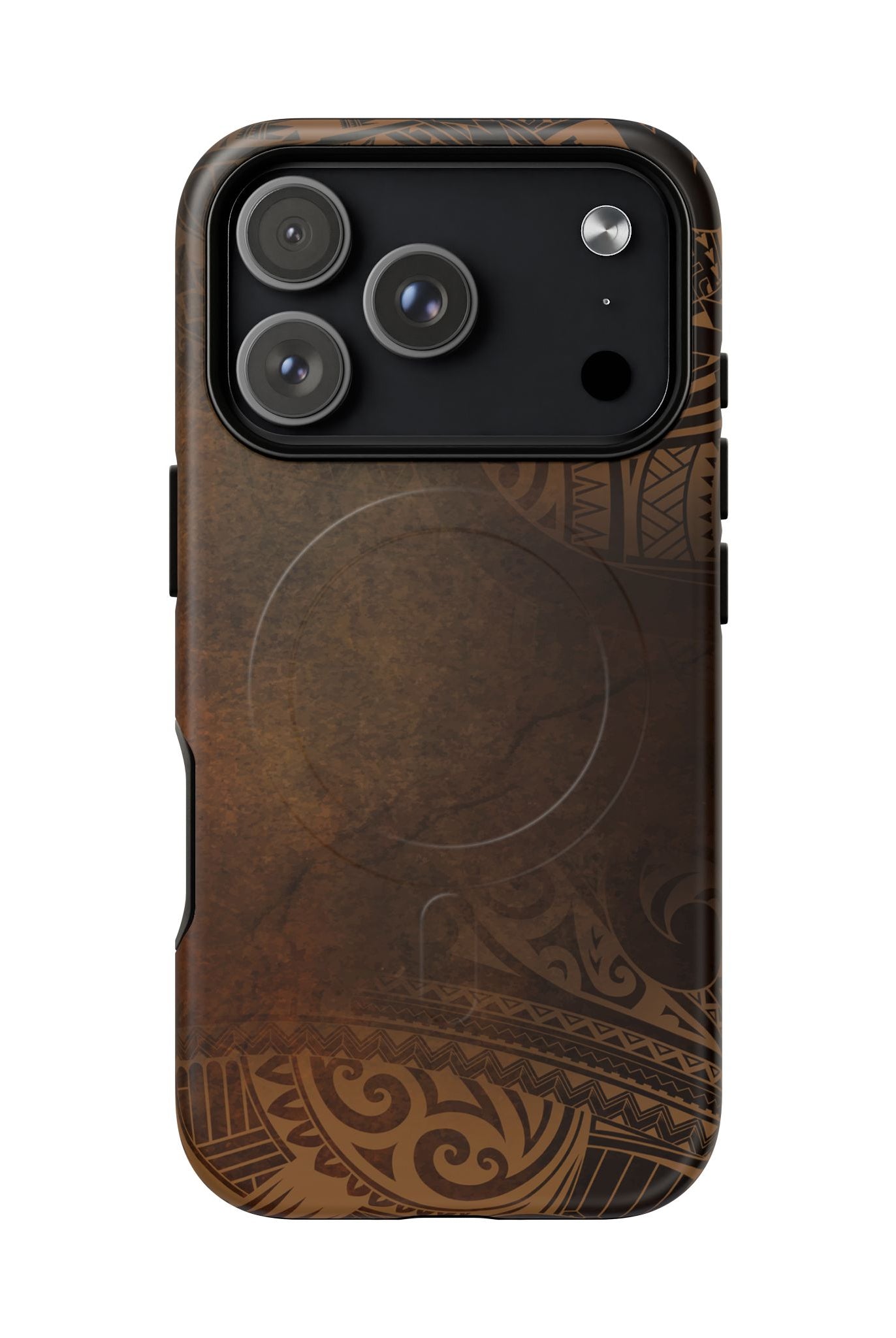 Aloha Aina MagSafe iPhone Case Detail View - Hawaiian Earth Tone Polynesian Tribal Design Close Up - The Local Banyan