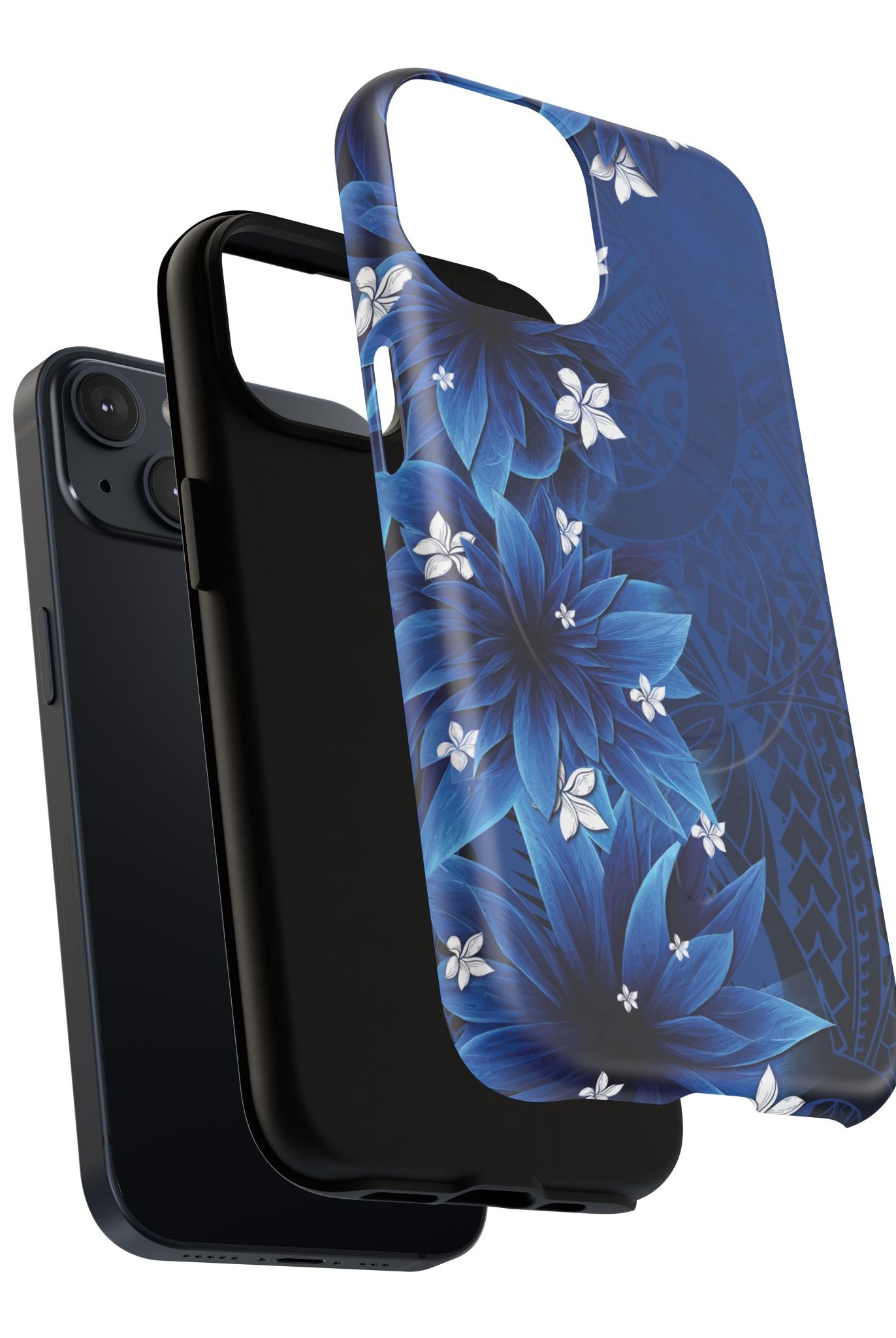 Woman holding Hoku Pua MagSafe iPhone Case - Hawaiian Blue Star Flower Polynesian Design - The Local Banyan