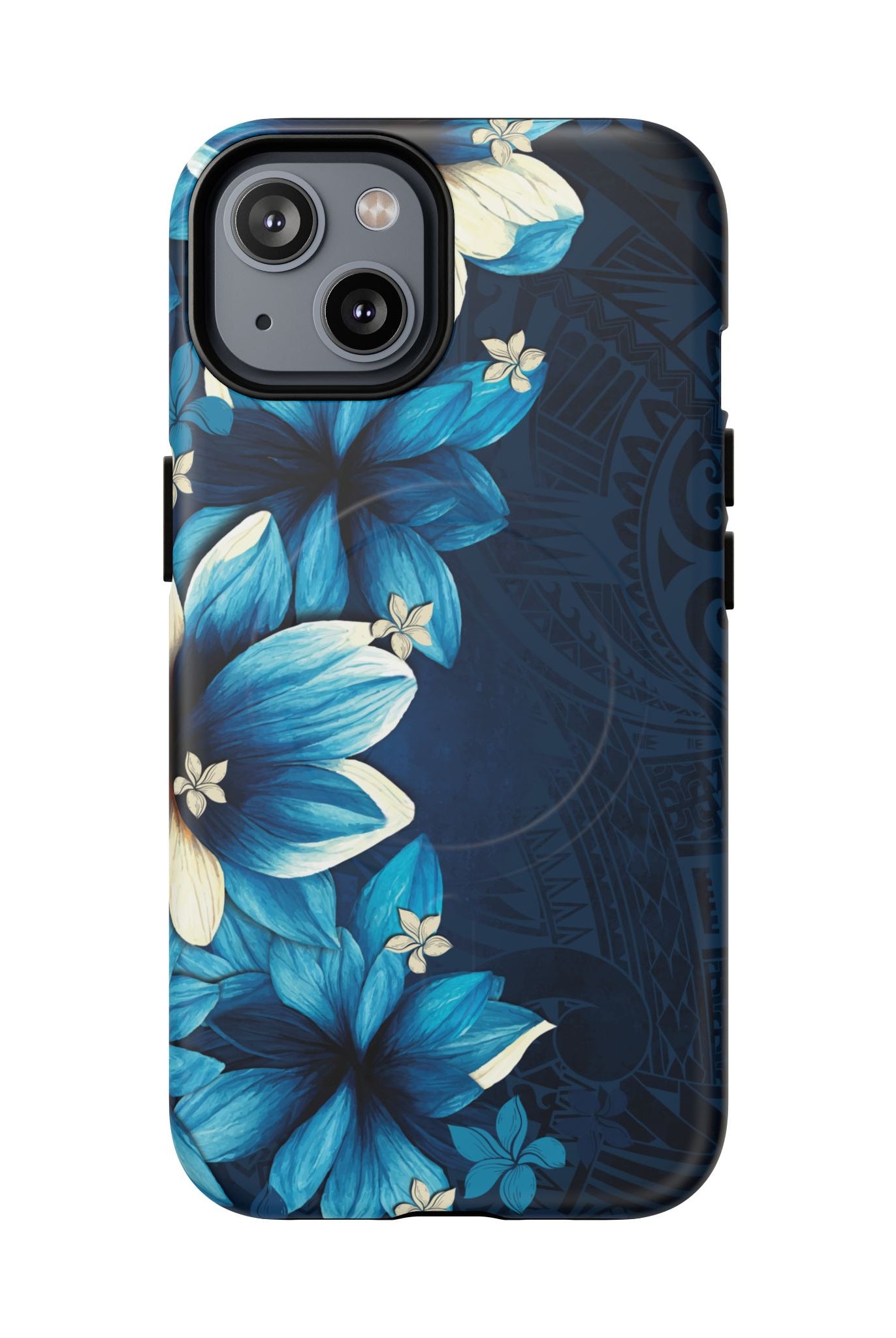 Leilani Nights MagSafe iPhone Case iPhone 14 Matte - Hawaiian Dark Blue Floral Polynesian Design - The Local Banyan