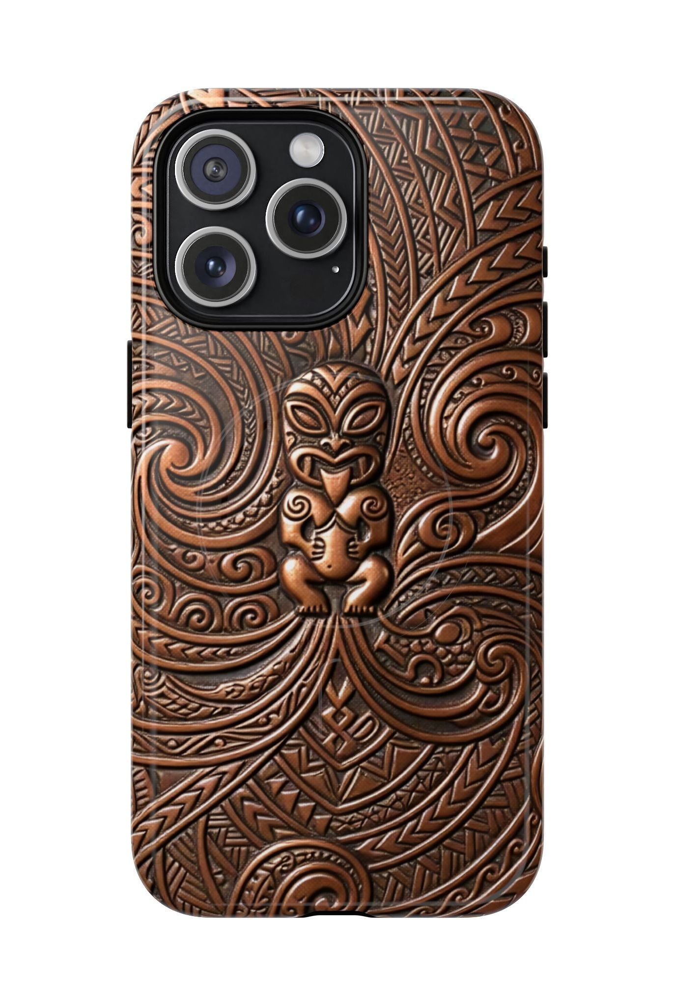Paa Guardian MagSafe iPhone Case iPhone 15 Pro Max Glossy - Hawaiian Copper Carved Tiki Polynesian Design - The Local Banyan