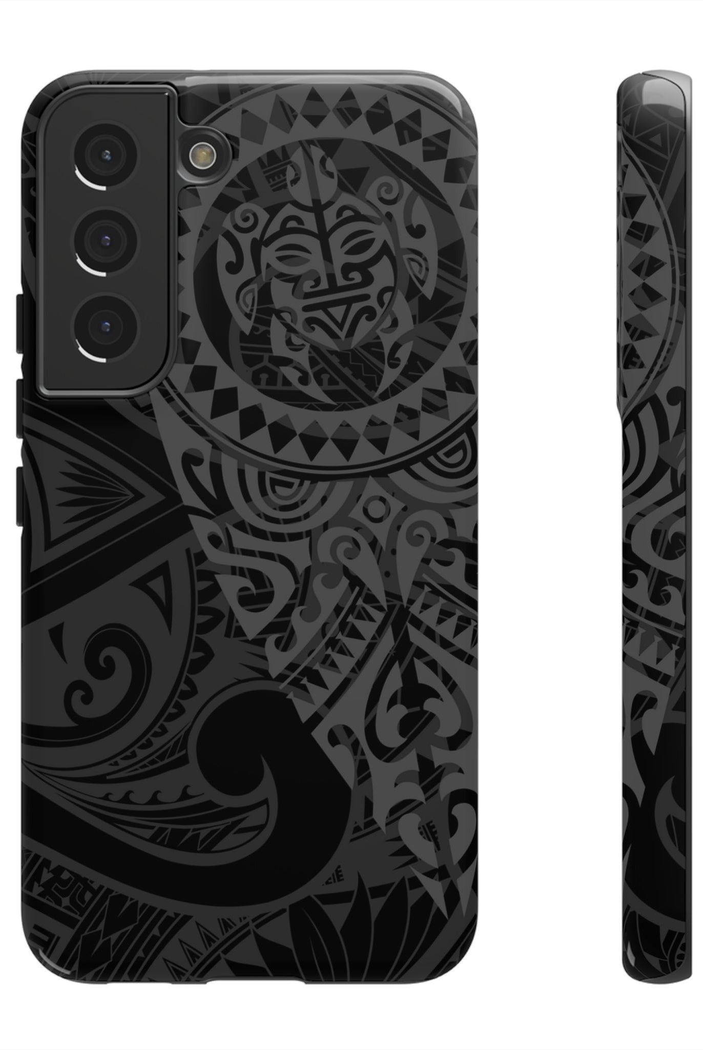 Tribal Guardian Tough Samsung Galaxy Case Samsung Galaxy S22 Glossy - Hawaiian Black on Black Polynesian Tribal Design - The Local Banyan