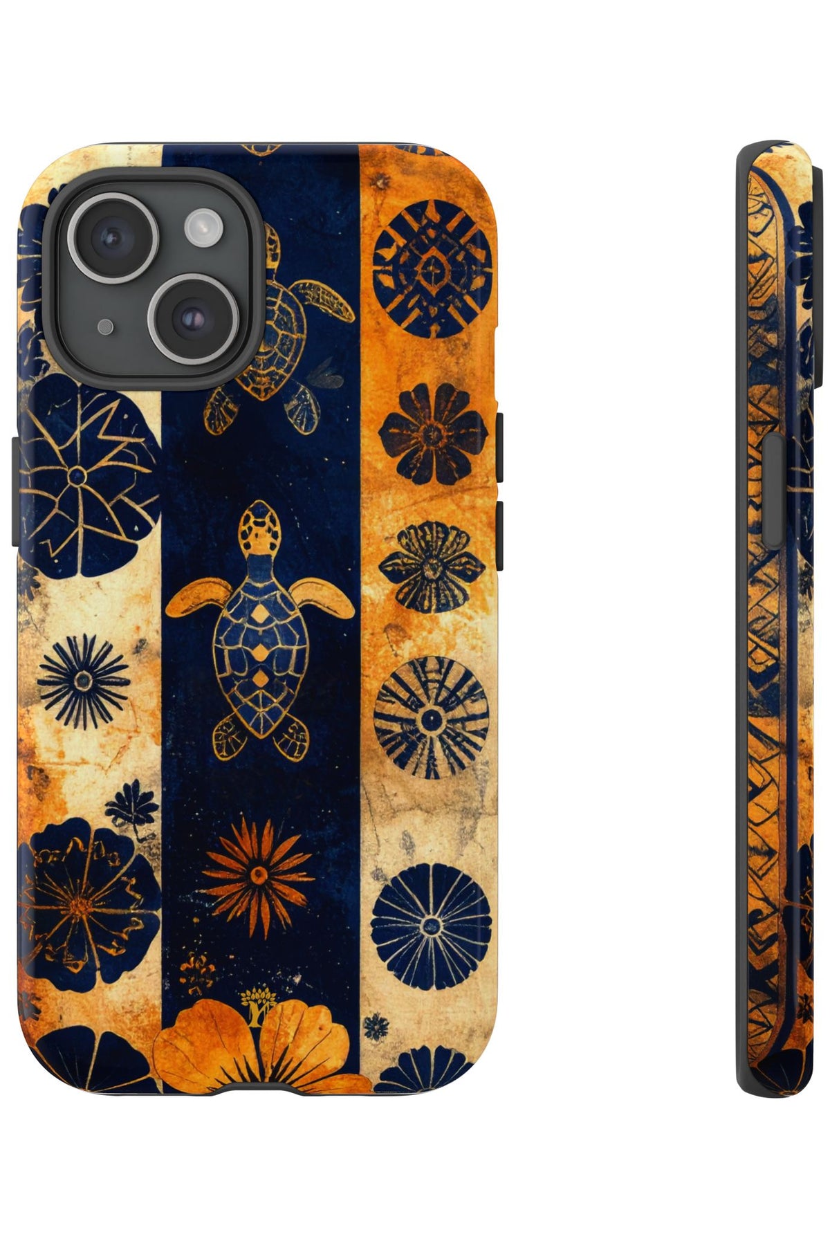 Tapa Pua Lehua Honu Tough Case for iPhone iPhone 15 Glossy The Local Banyan