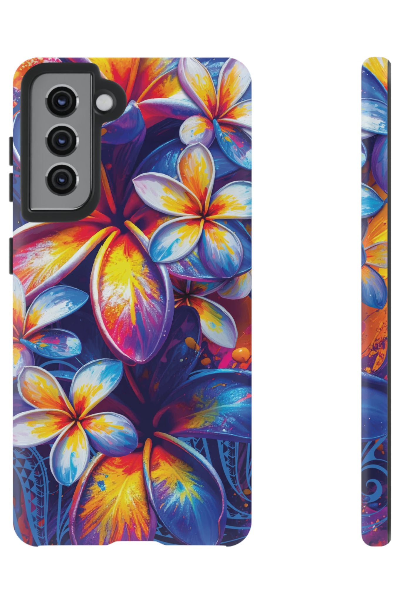 Sunset Ink Tough Samsung Galaxy Case Samsung Galaxy S21 Matte - Hawaiian Plumeria Street Art Graffiti Tropical Design - The Local Banyan