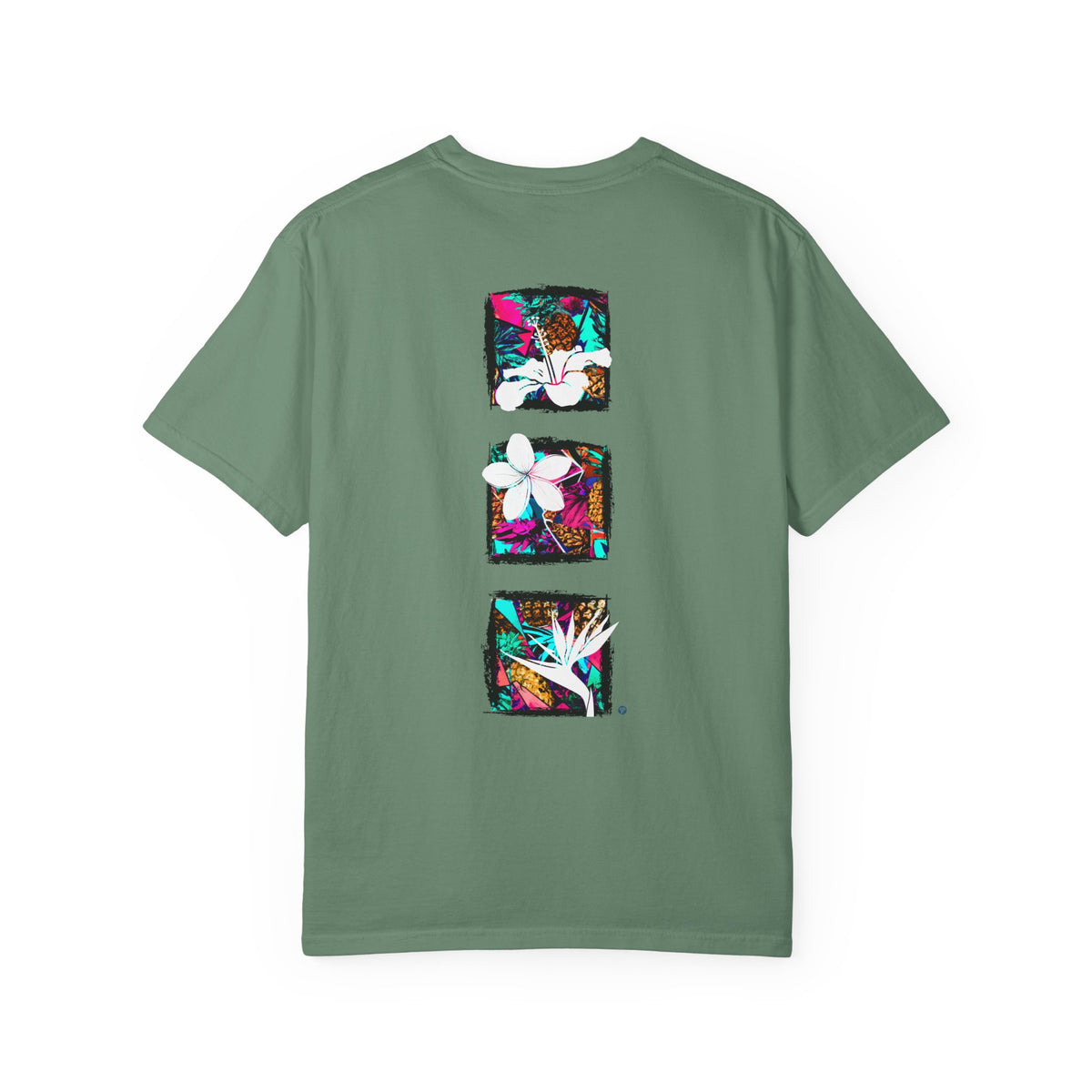 Pineapple Blossom Garment Dyed Tee Topaz Blue 4XL The Local Banyan