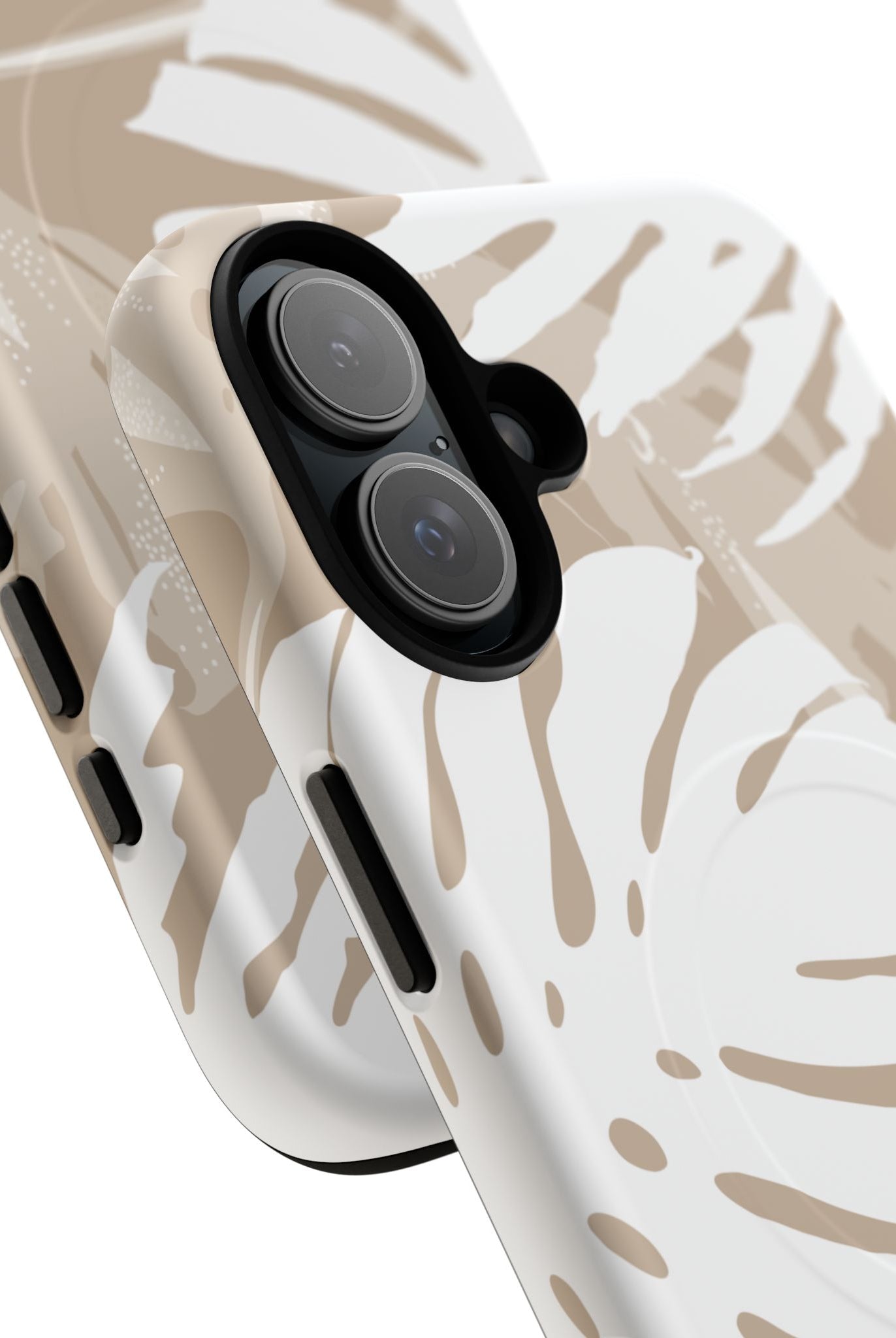 Exotic Monstera MagSafe iPhone Case Detail View - Hawaiian Tropical Monstera Botanical Neutral Design Close Up - The Local Banyan