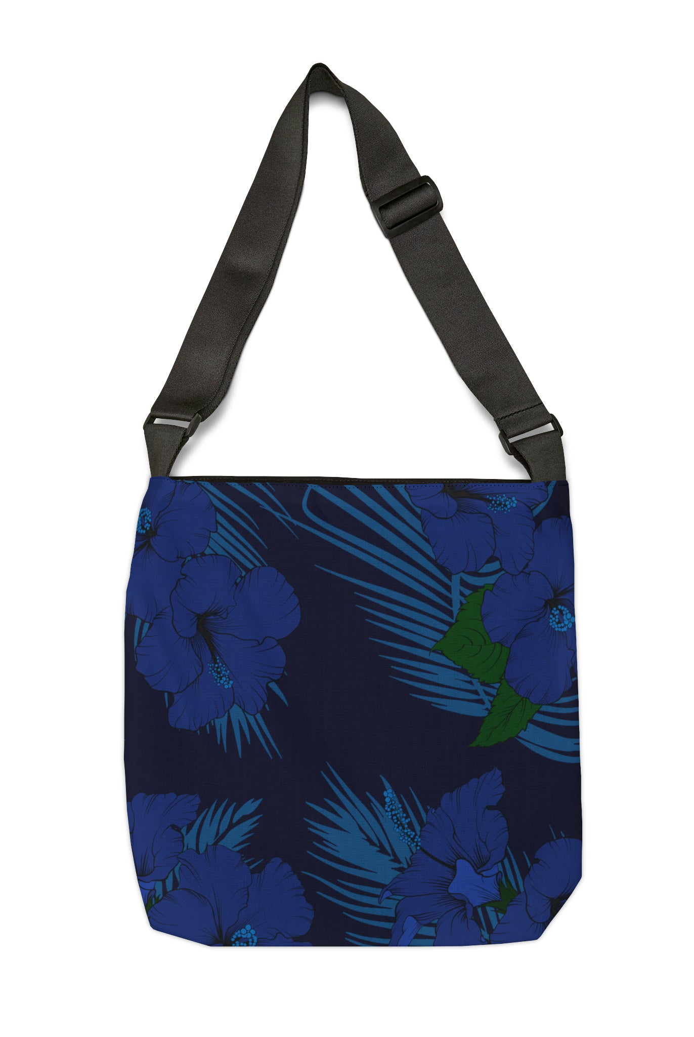 Deep Blue Hibiscus Tote Bag with Adjustable Strap Totes
