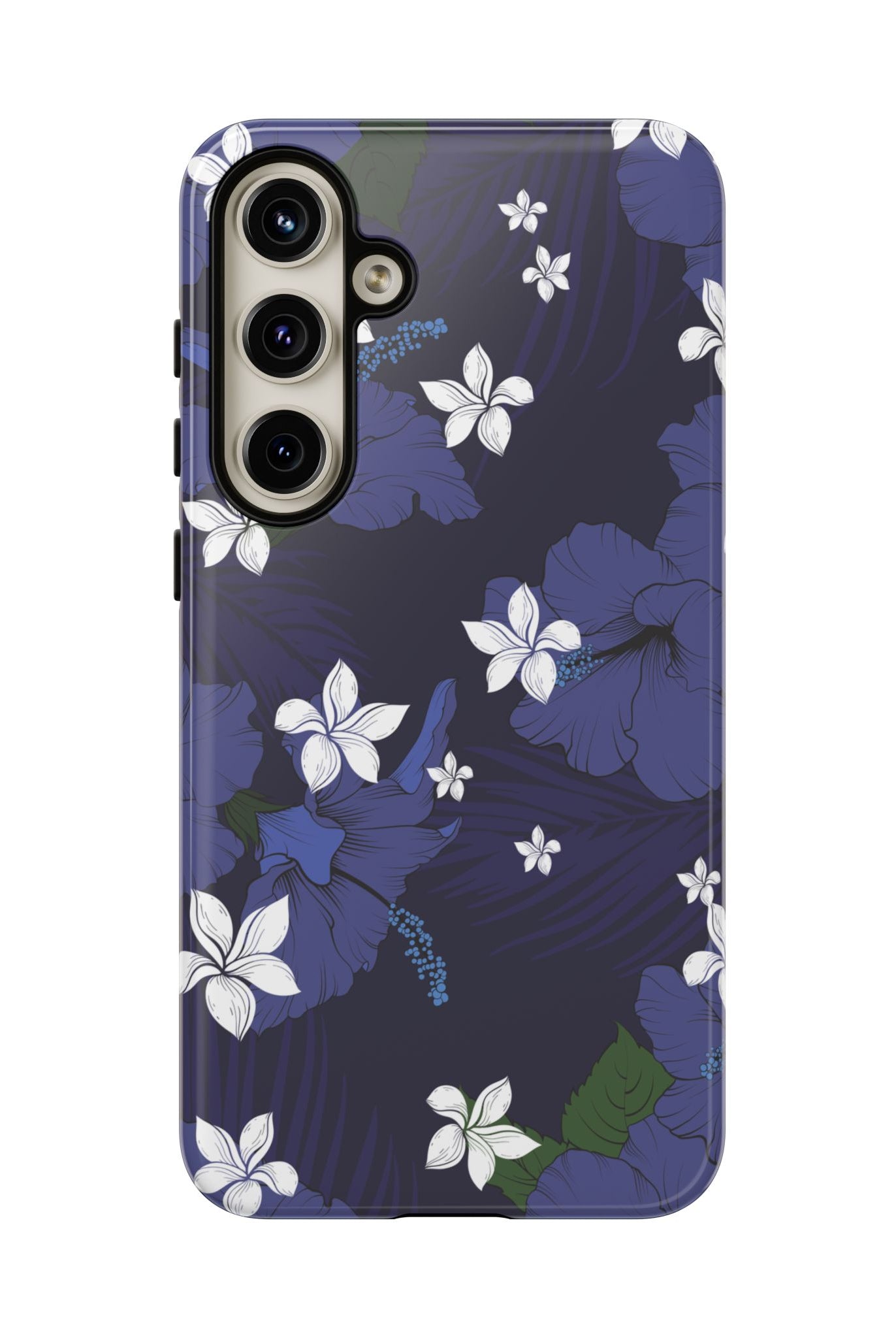 Vintage Blue Tough Samsung Galaxy Case Side View - Dual Layer Drop Protection Hawaiian Phone Case - The Local Banyan