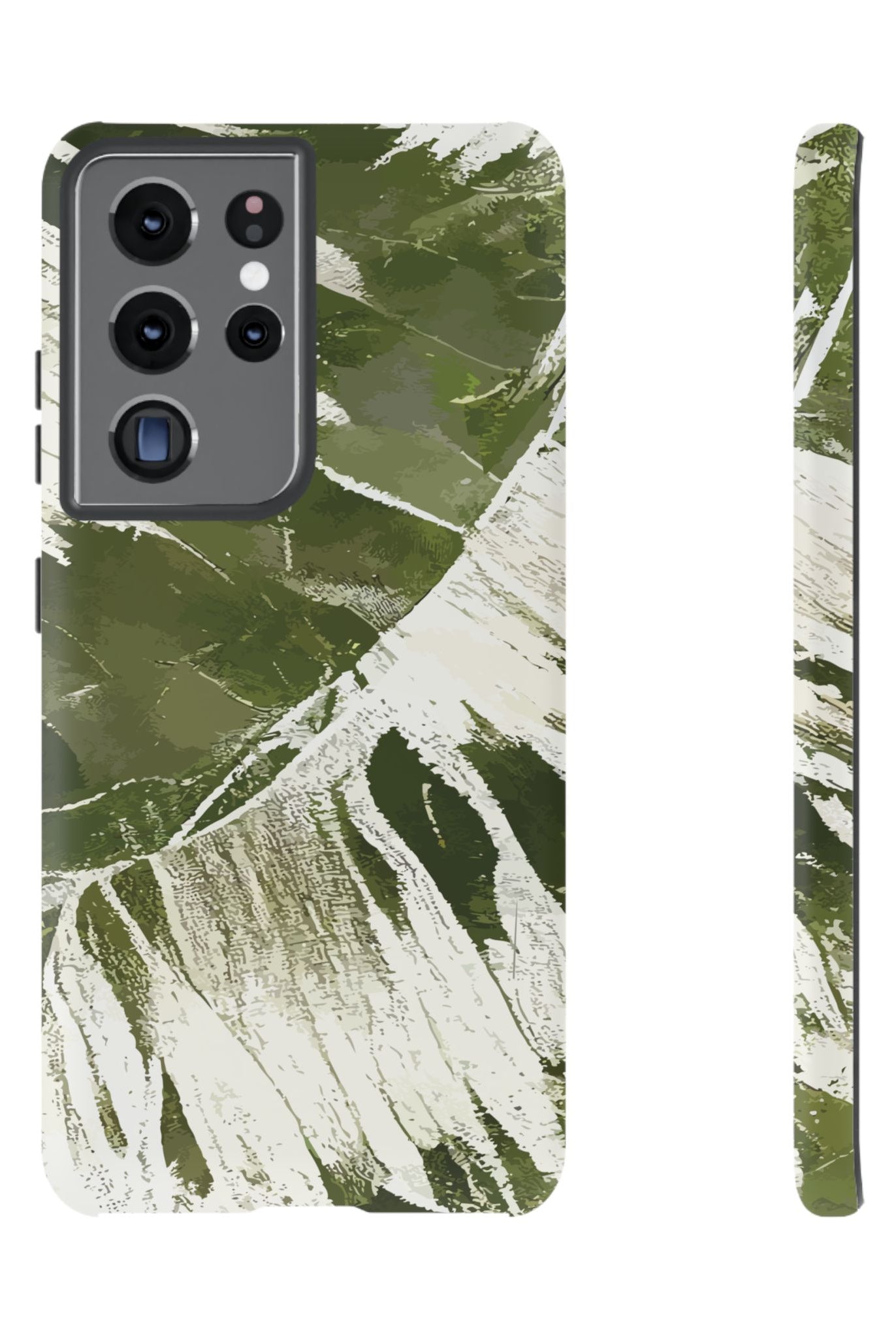 Island Breeze Tough Samsung Galaxy Case Samsung Galaxy S21 Ultra Matte - Hawaiian Palm Leaf Olive Green Botanical Design - The Local Banyan