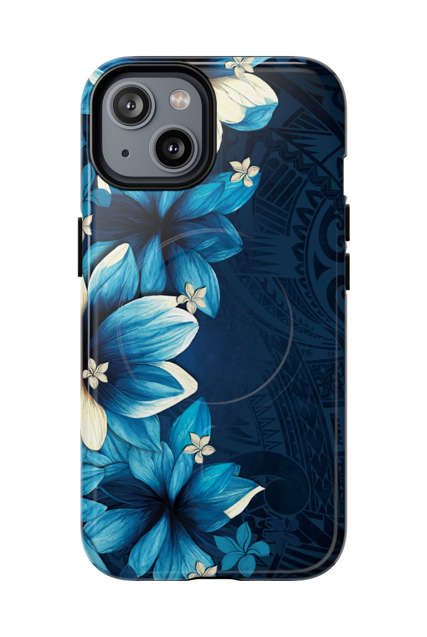 Leilani Nights MagSafe iPhone Case iPhone 14 Glossy - Hawaiian Dark Blue Floral Polynesian Design - The Local Banyan