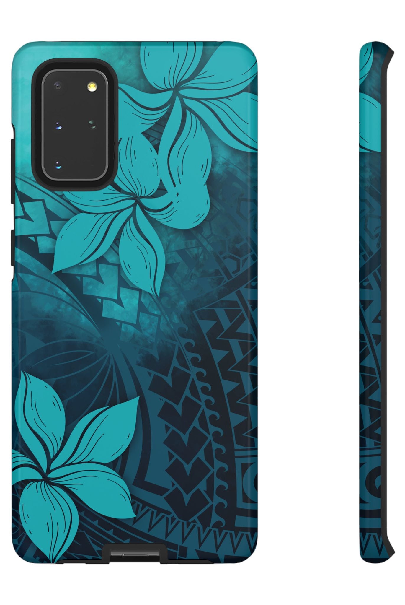 Moana Bloom Tough Samsung Galaxy Case Samsung Galaxy S20+ Glossy - Hawaiian Teal Plumeria Ocean Tribal Design - The Local Banyan