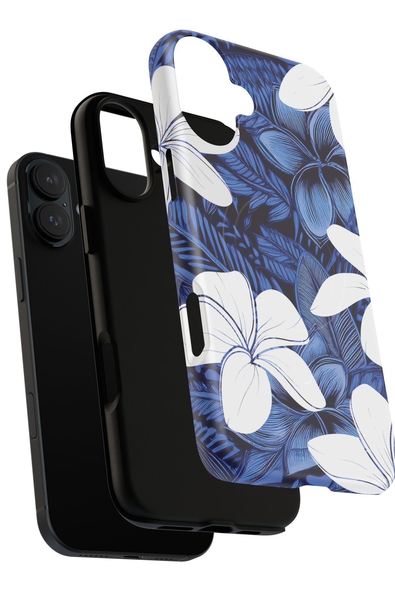 Woman holding Eternal Blue Plumeria MagSafe iPhone Case - Hawaiian Blue Plumeria Ocean Floral Design - The Local Banyan