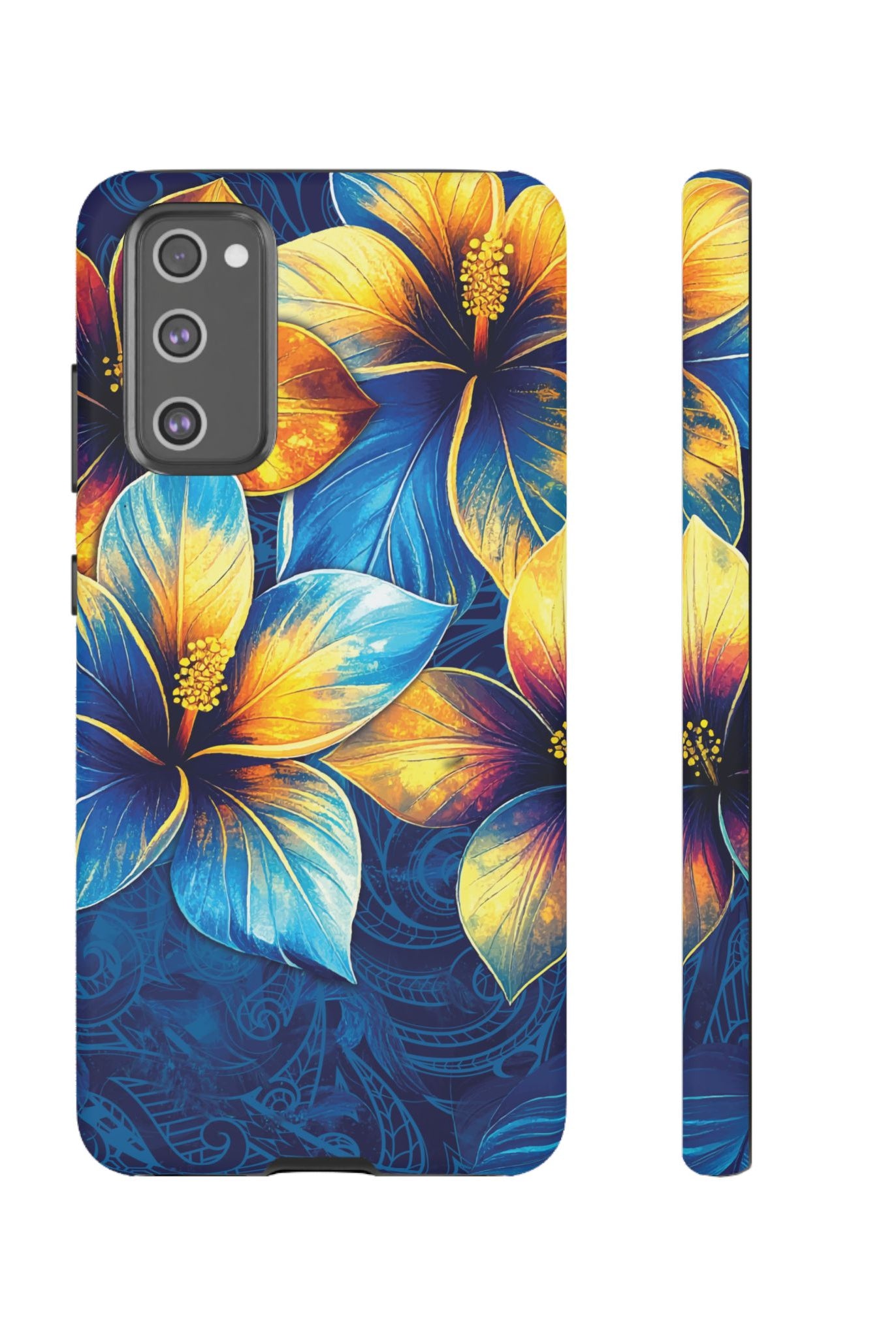 Pua La Tough Samsung Galaxy Case Samsung Galaxy S20 FE Matte - Hawaiian Golden Hibiscus Sun Flower Sapphire Design - The Local Banyan